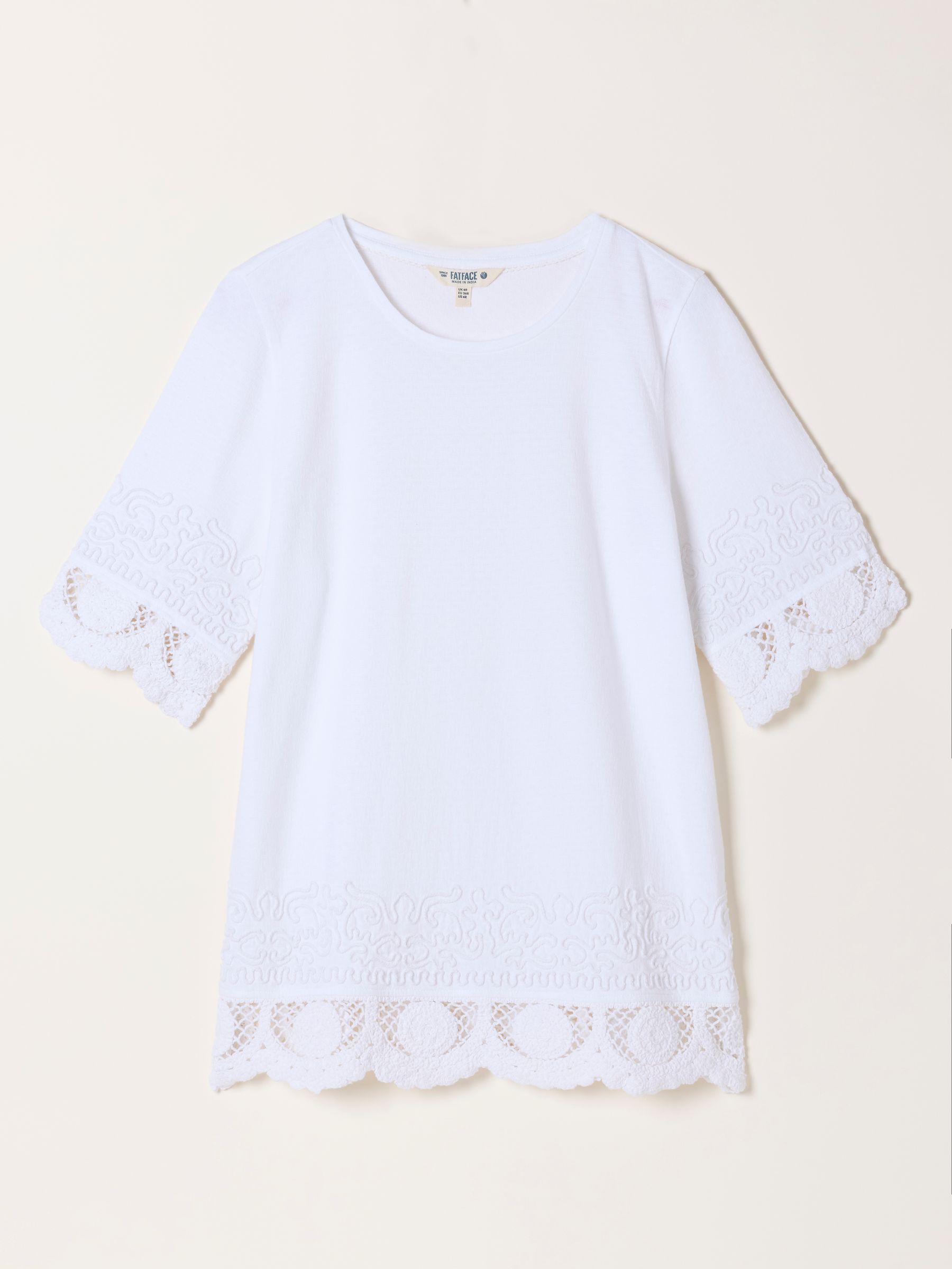 Chloe White Crochet Detail T-Shirt - Image 5 of 5