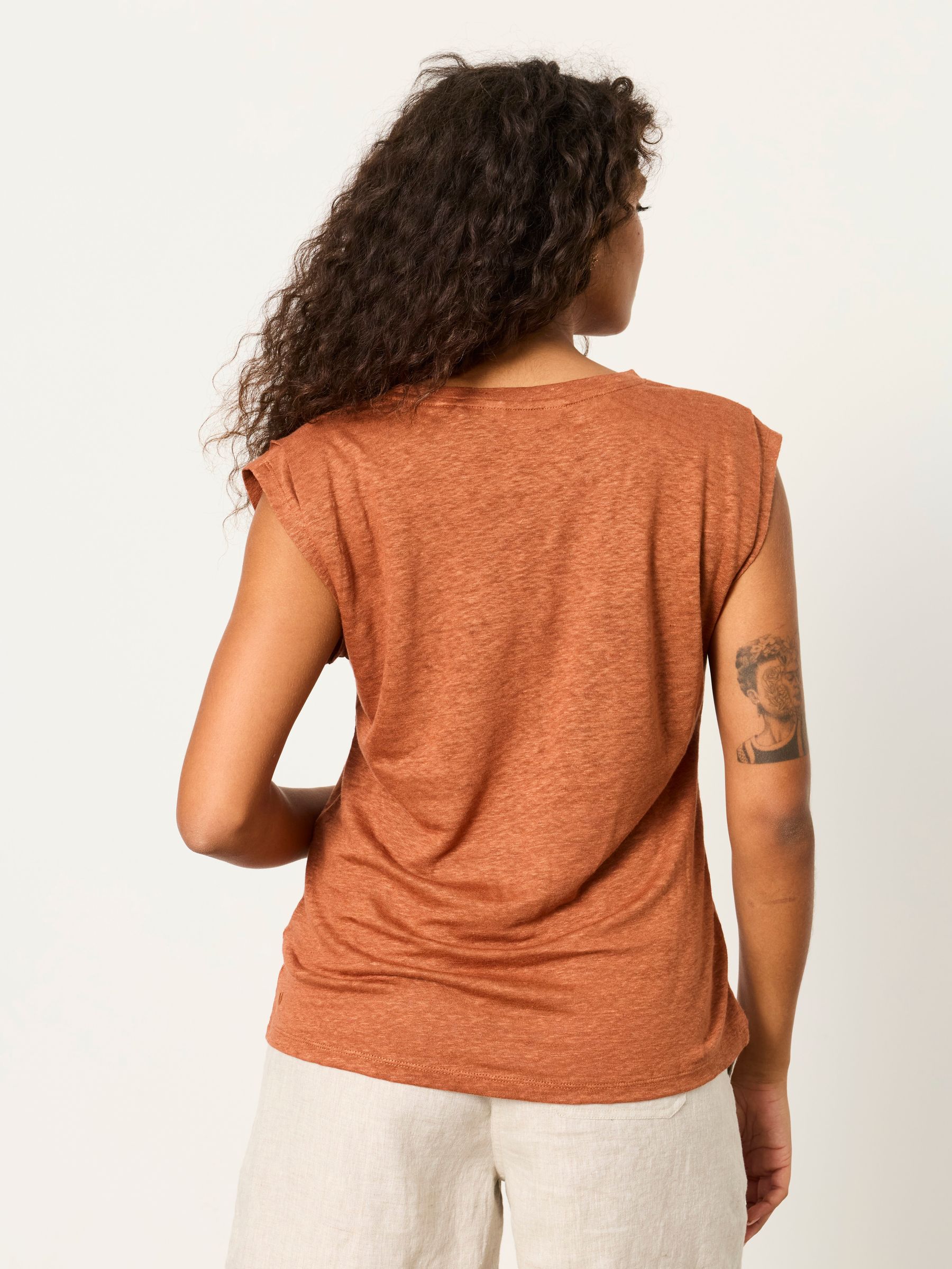 Lou Chestnut Brown Linen Tank - Image 2 of 6