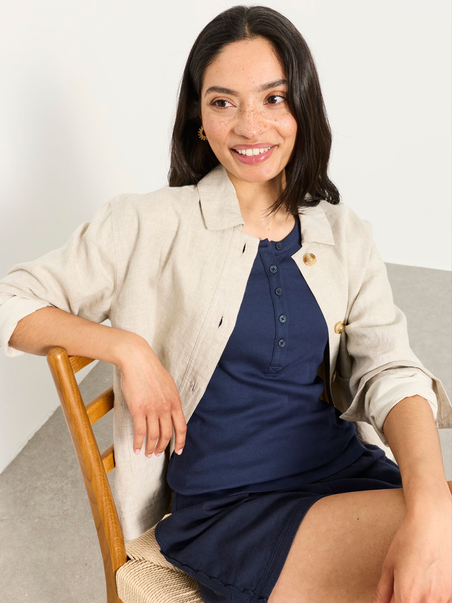Rachel Navy/White 2 Pack Rib Vests - Image 6 of 7