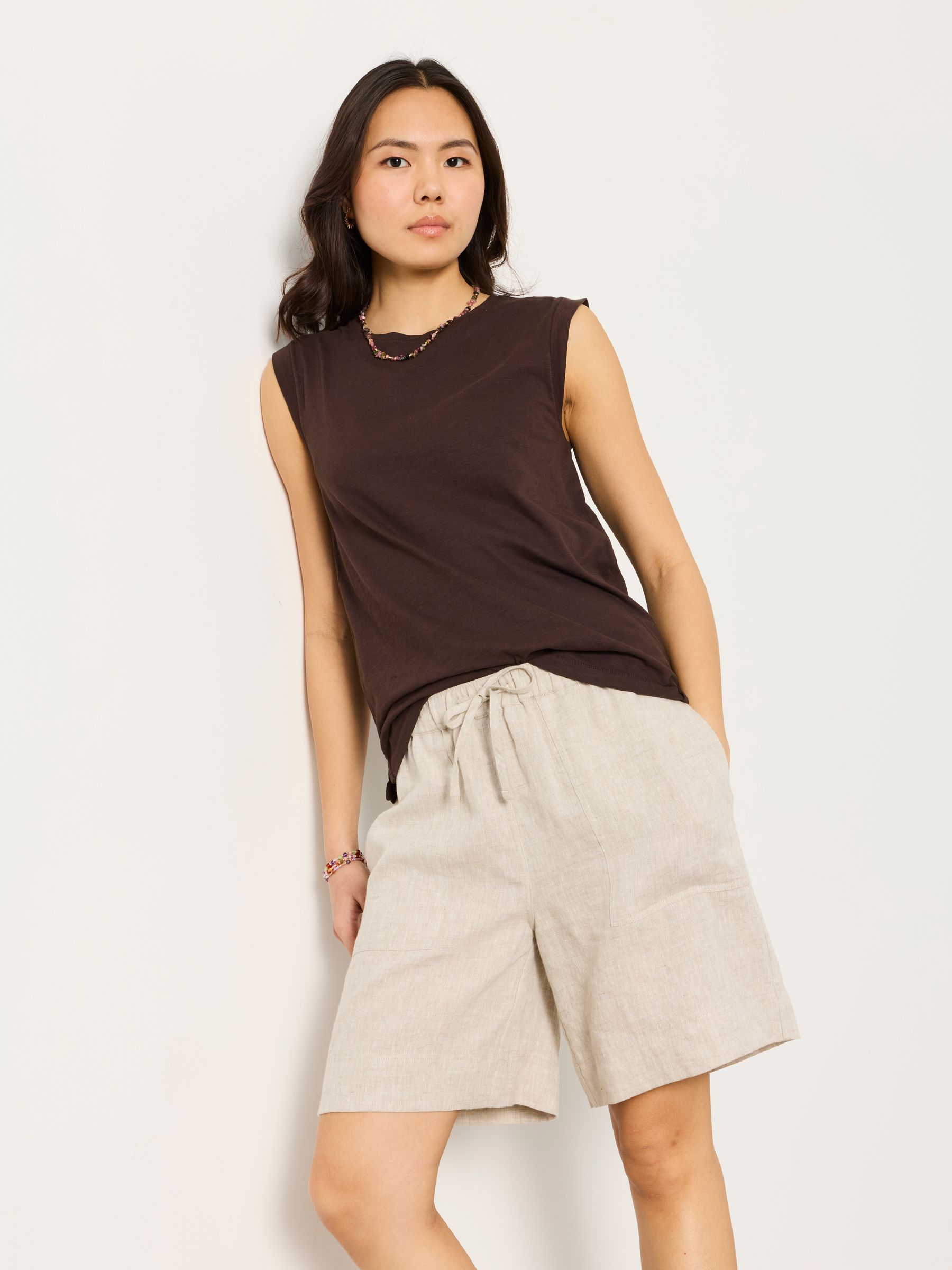 Tia Chocolate Brown Jersey Tank - Image 1 of 5