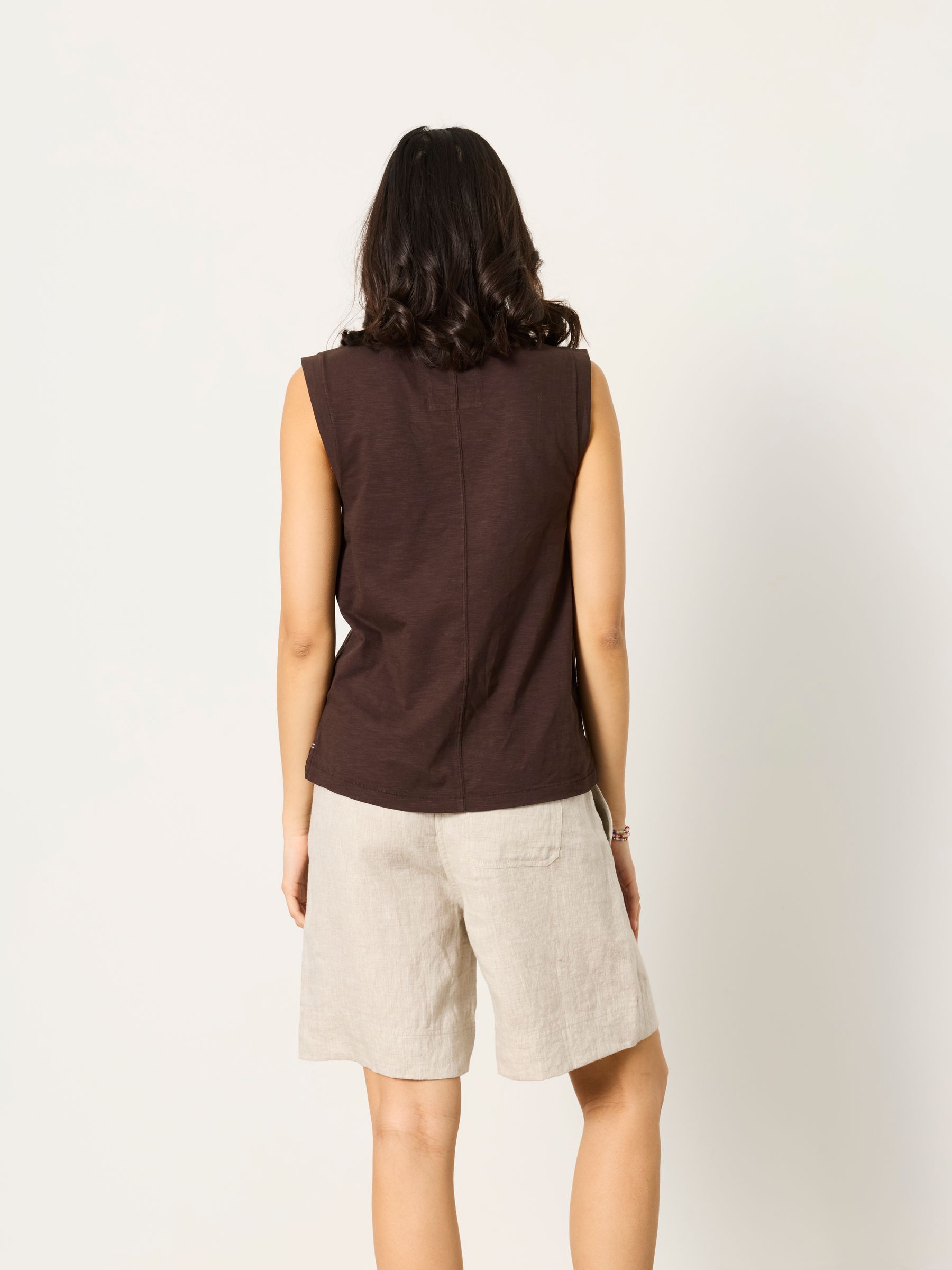 Tia Chocolate Brown Jersey Tank - Image 2 of 5