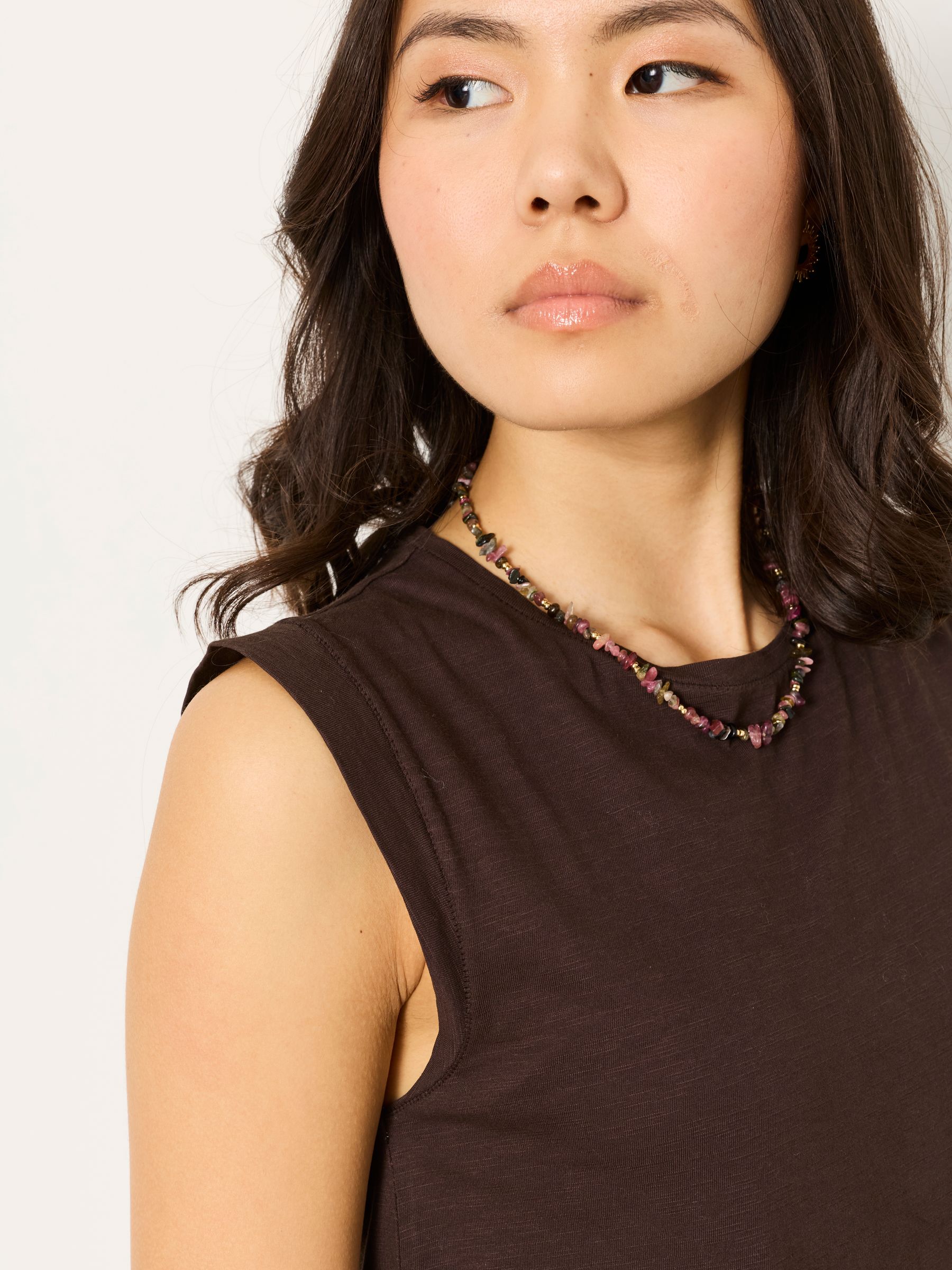 Tia Chocolate Brown Jersey Tank - Image 3 of 5