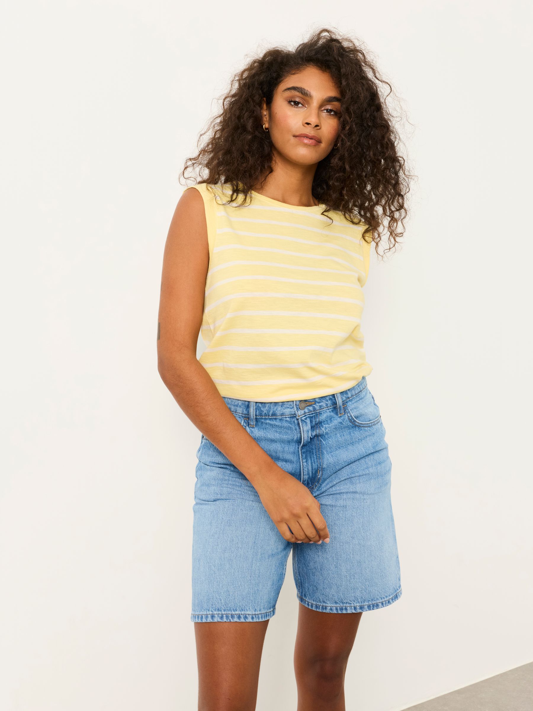 Tia Yellow Stripe Jersey Tank - Image 1 of 6