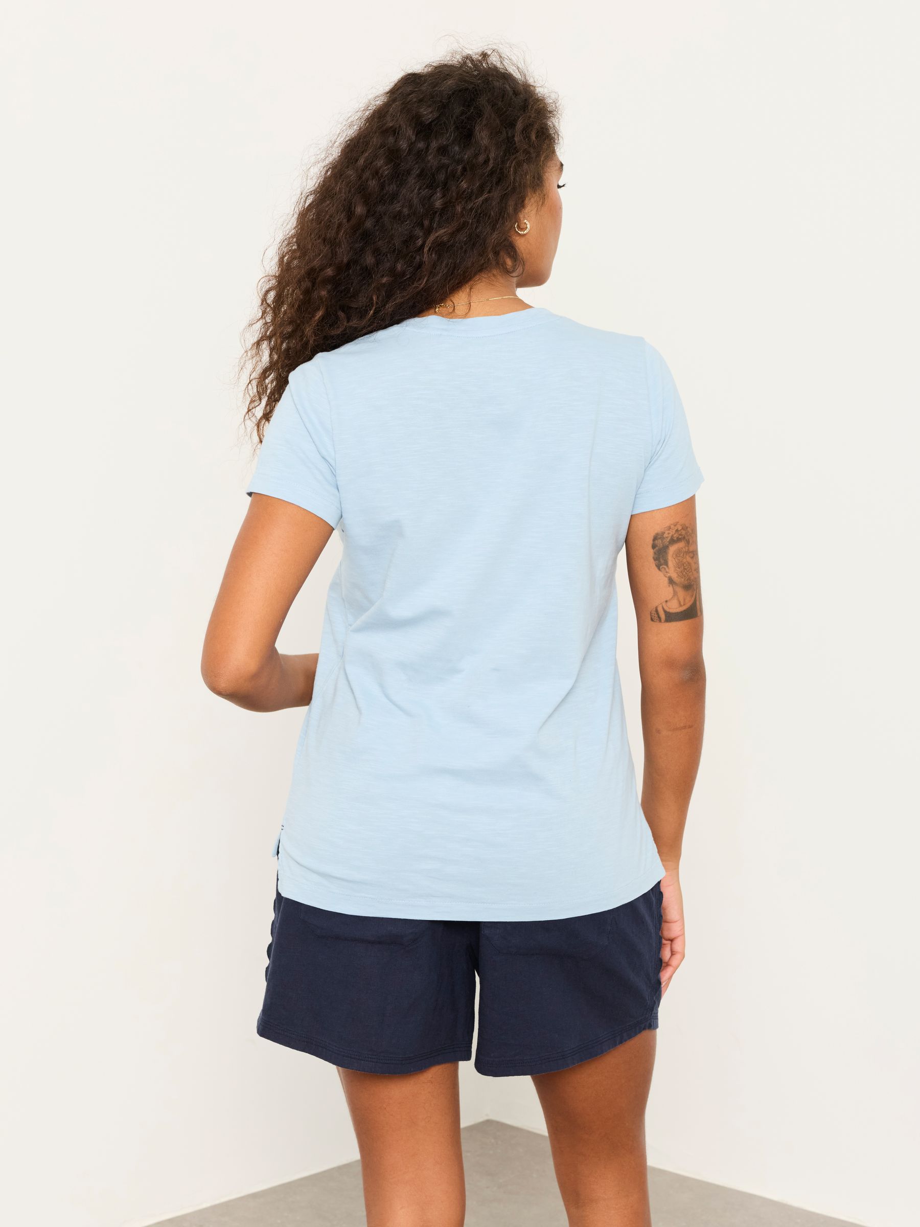 Demi Light Blue V Neck T Shirt - Image 2 of 6 Demi Light Blue V Neck T Shirt - Image 2 of 6