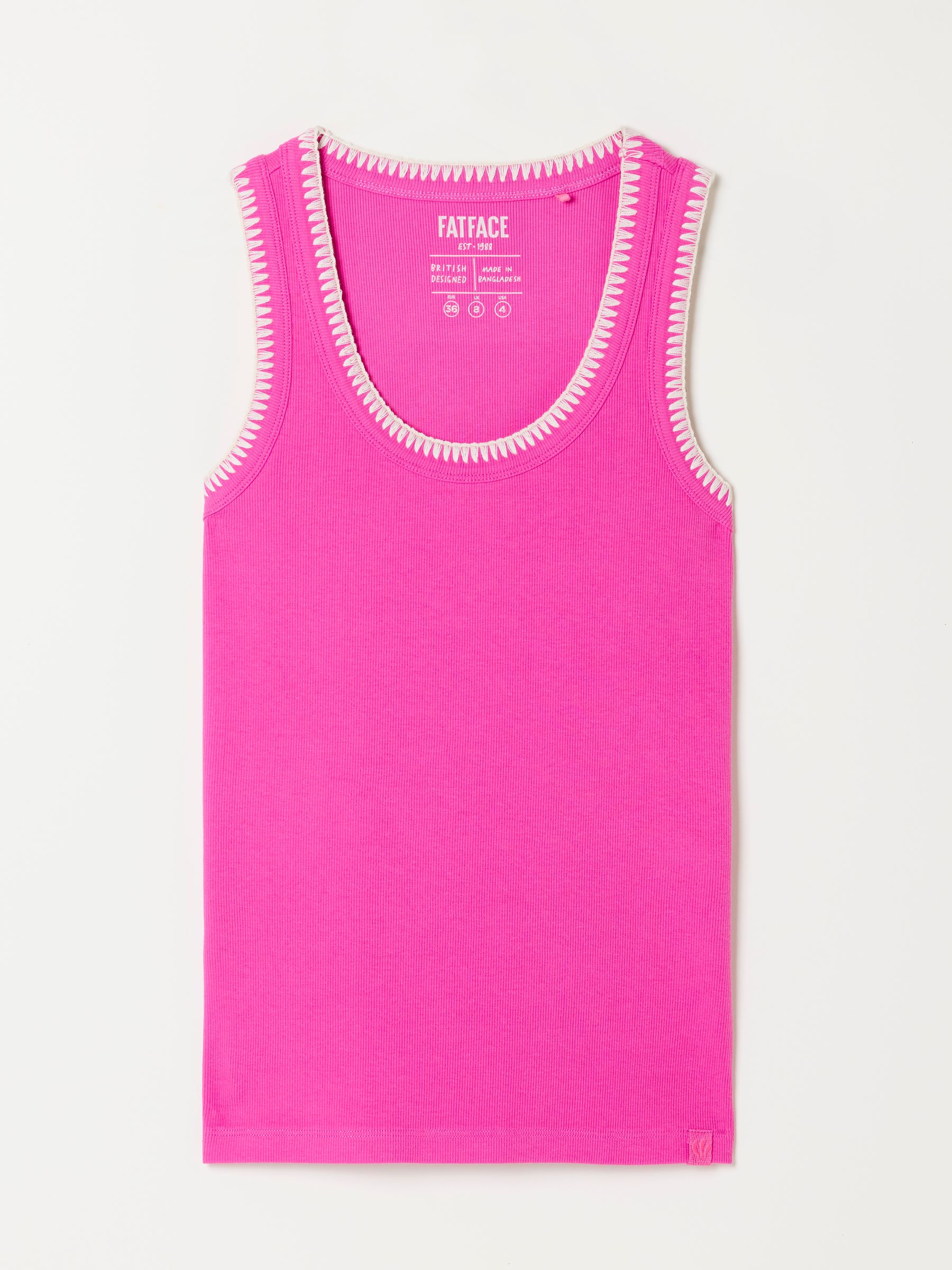 Bella Pink Stitch Detail Ribbed Vest - Image 6 of 6