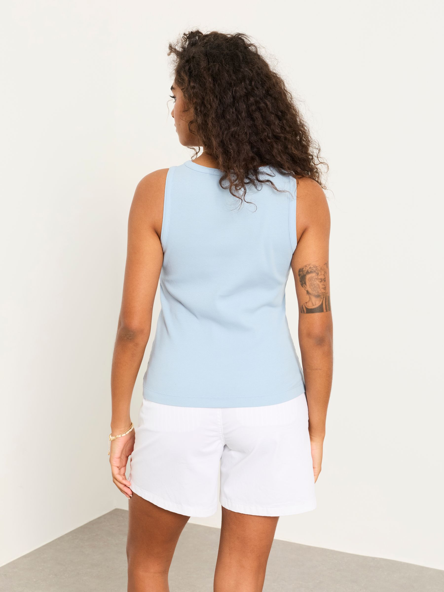 Rosa Pale Blue Button Ribbed Vest - Image 2 of 6 Rosa Pale Blue Button Ribbed Vest - Image 2 of 6