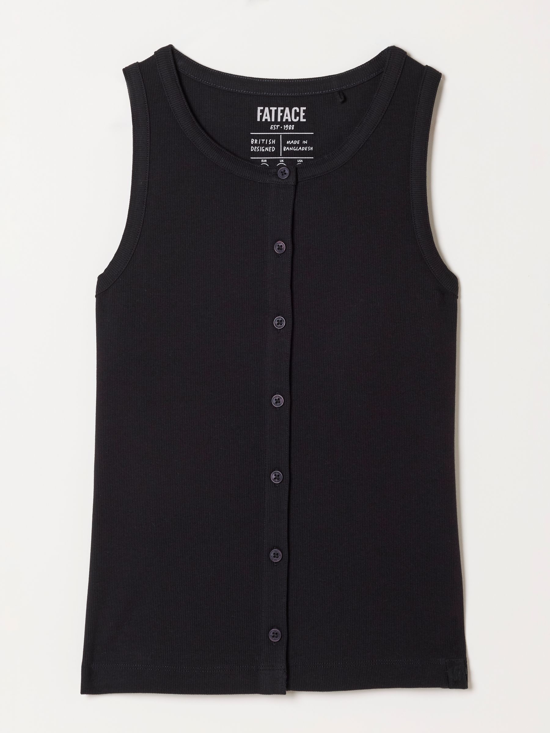 Rosa Black Button Ribbed Vest - Image 5 of 5 Rosa Black Button Ribbed Vest - Image 5 of 5