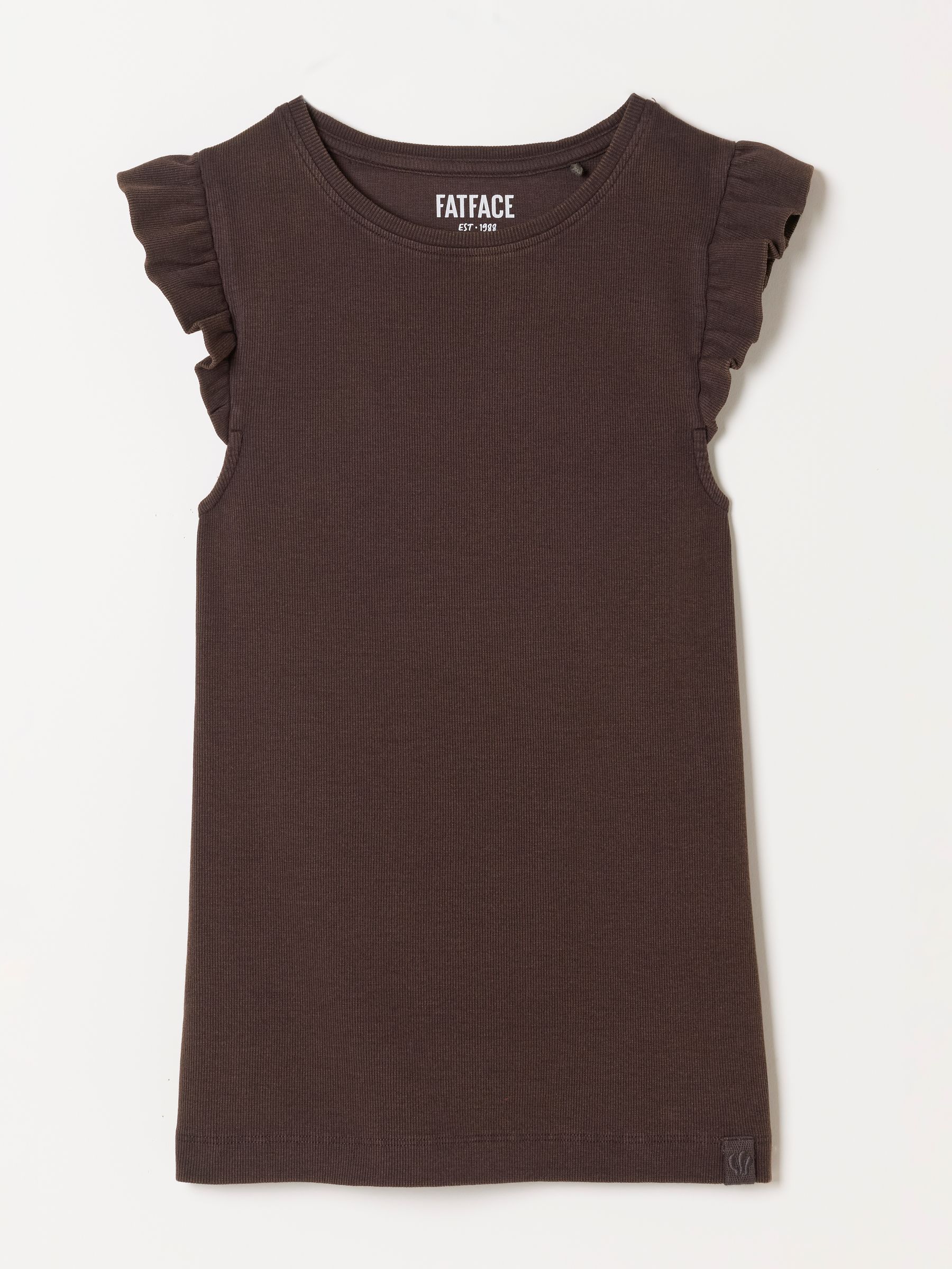 Chocolate Brown Frill Sleeveless Top - Image 6 of 6