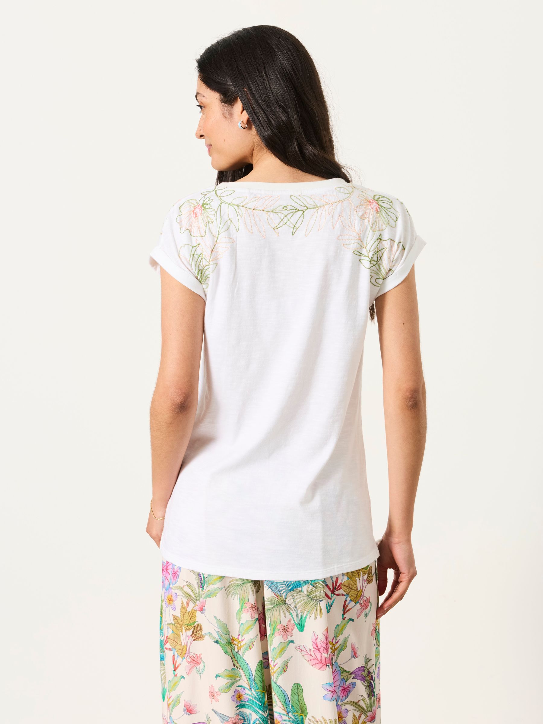 Ivy White Embroidered Placement Floral T-Shirt - Image 2 of 5 Ivy White Embroidered Placement Floral T-Shirt - Image 2 of 5