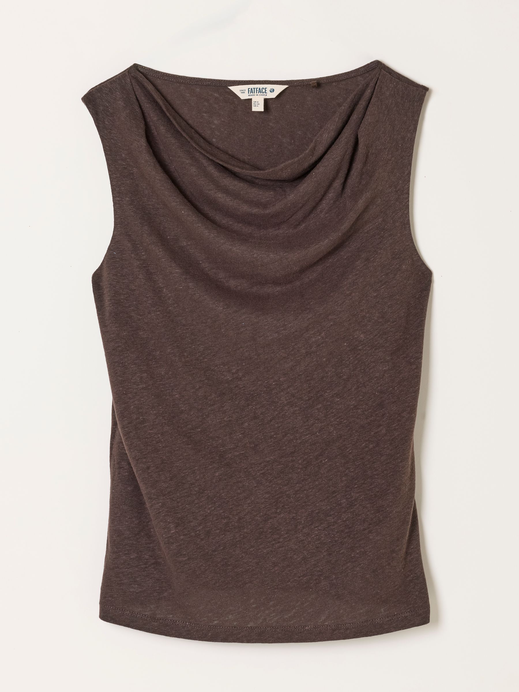 Lola Chocolate Brown Linen Cowl Neck Tank - Image 5 of 5 Lola Chocolate Brown Linen Cowl Neck Tank - Image 5 of 5
