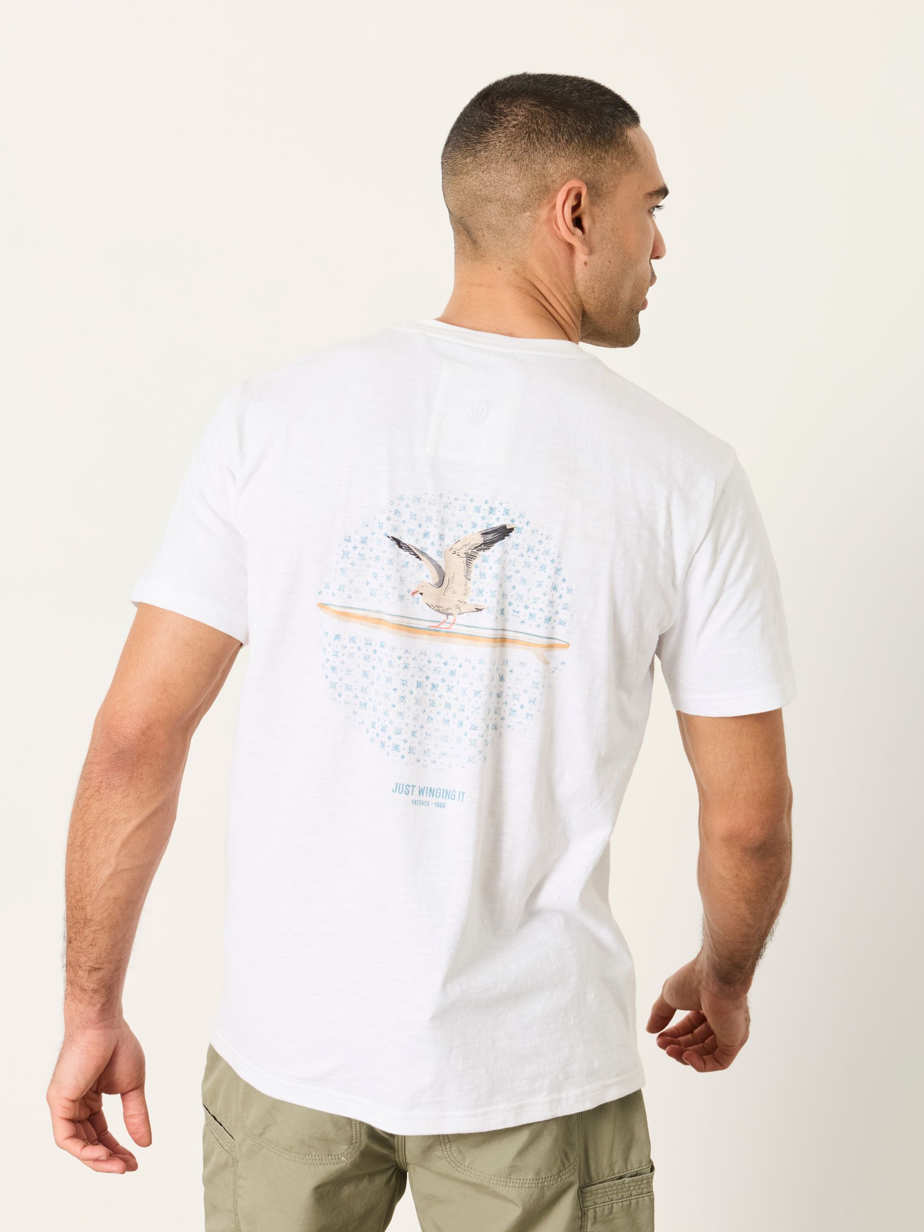 White Embroidered Bird Graphic Tshirt - Image 1 of 7