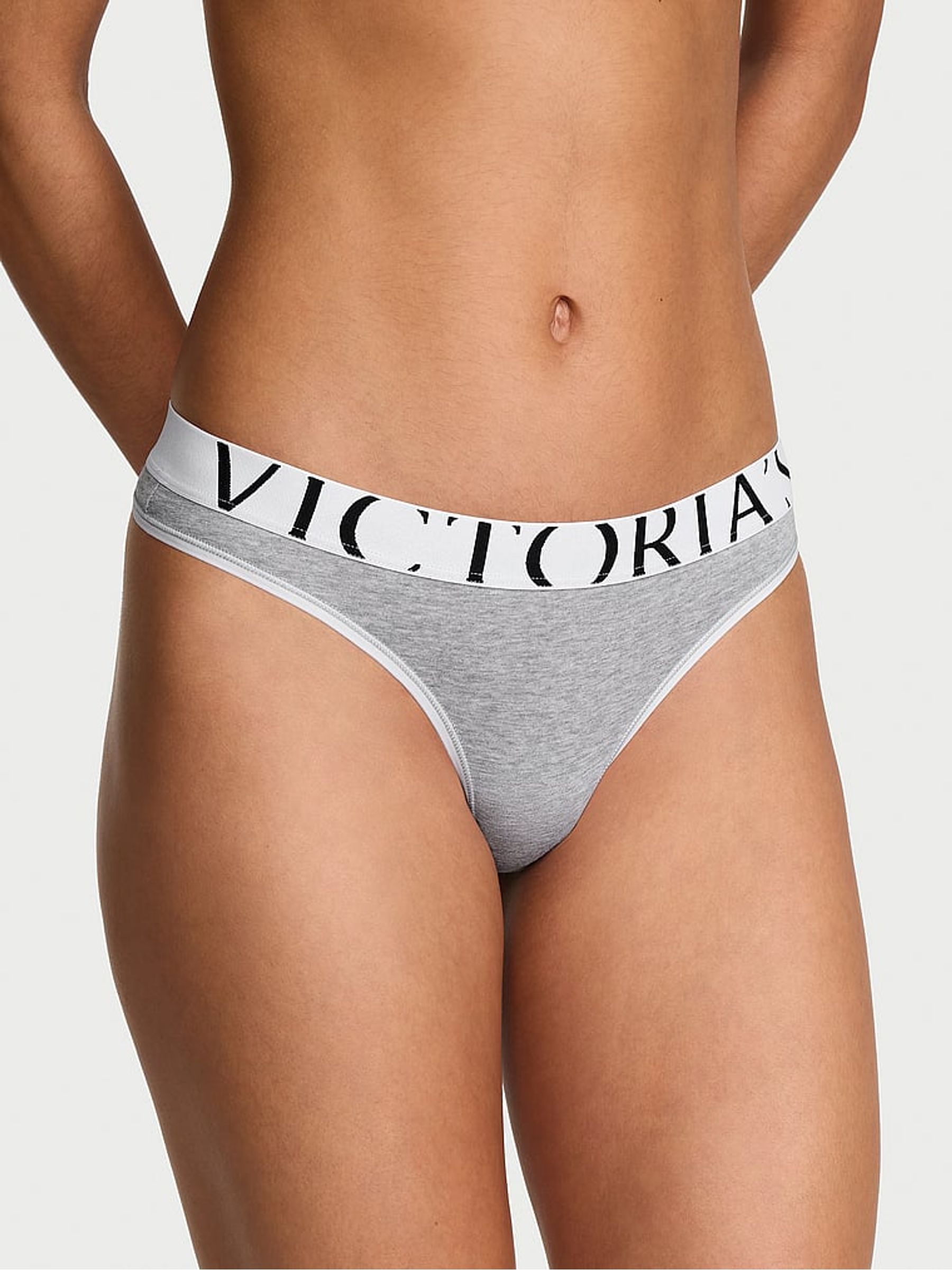 Medium Heather Grey Thong Exploded Logo Knickers - Image 1 of 3