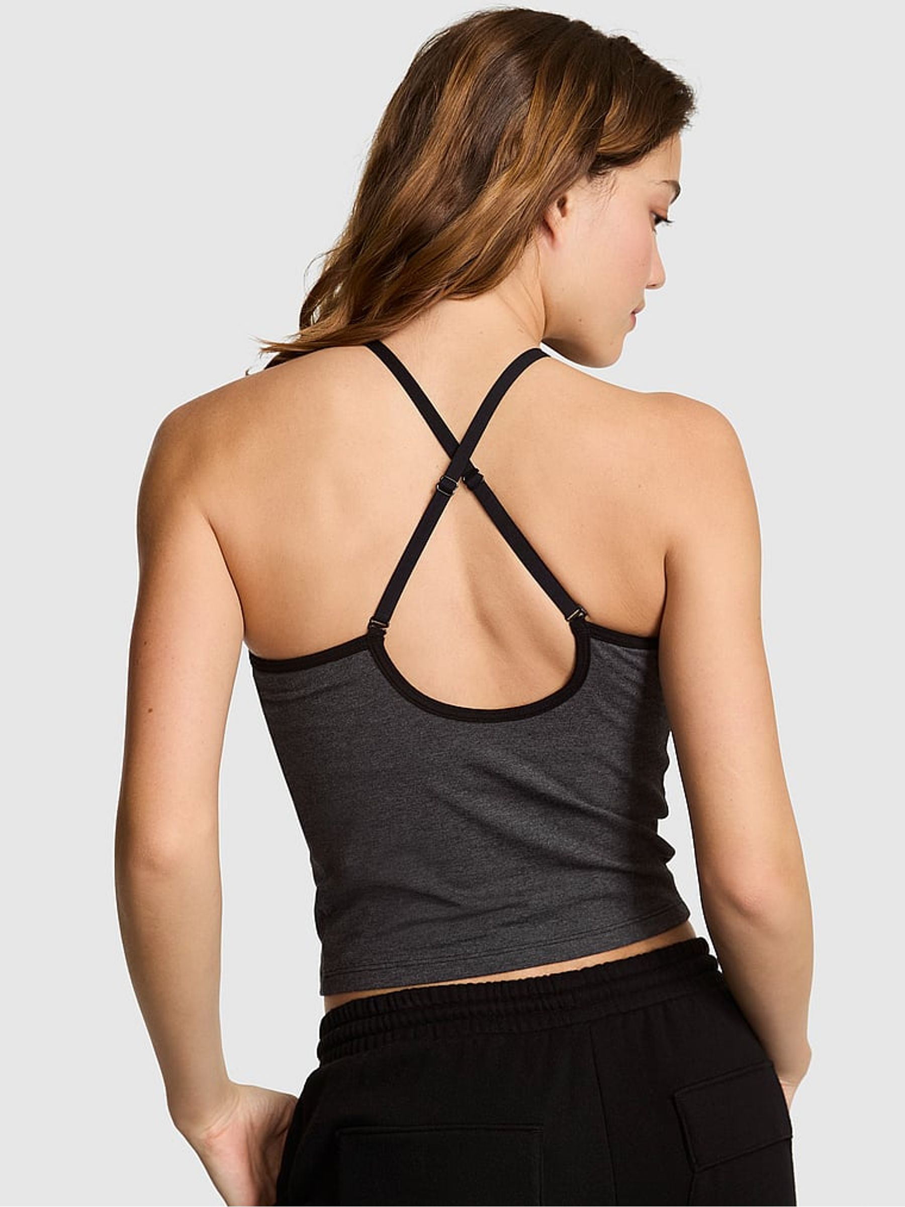 Charcoal Heather Grey Cotton Halter Bra Top - Image 2 of 2