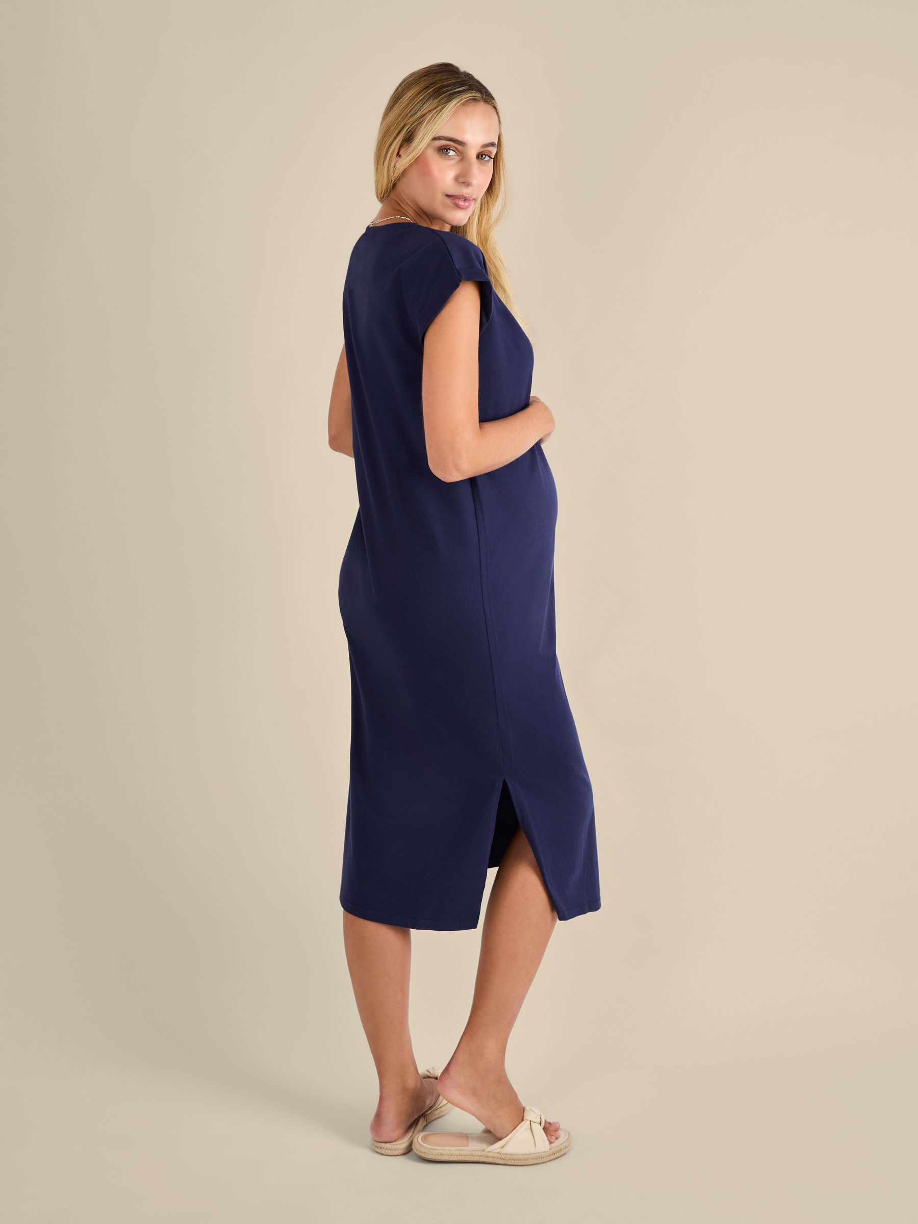 Navy Short Sleeve Relaxed T-Shirt Midi Dress - Image 2 of 4
