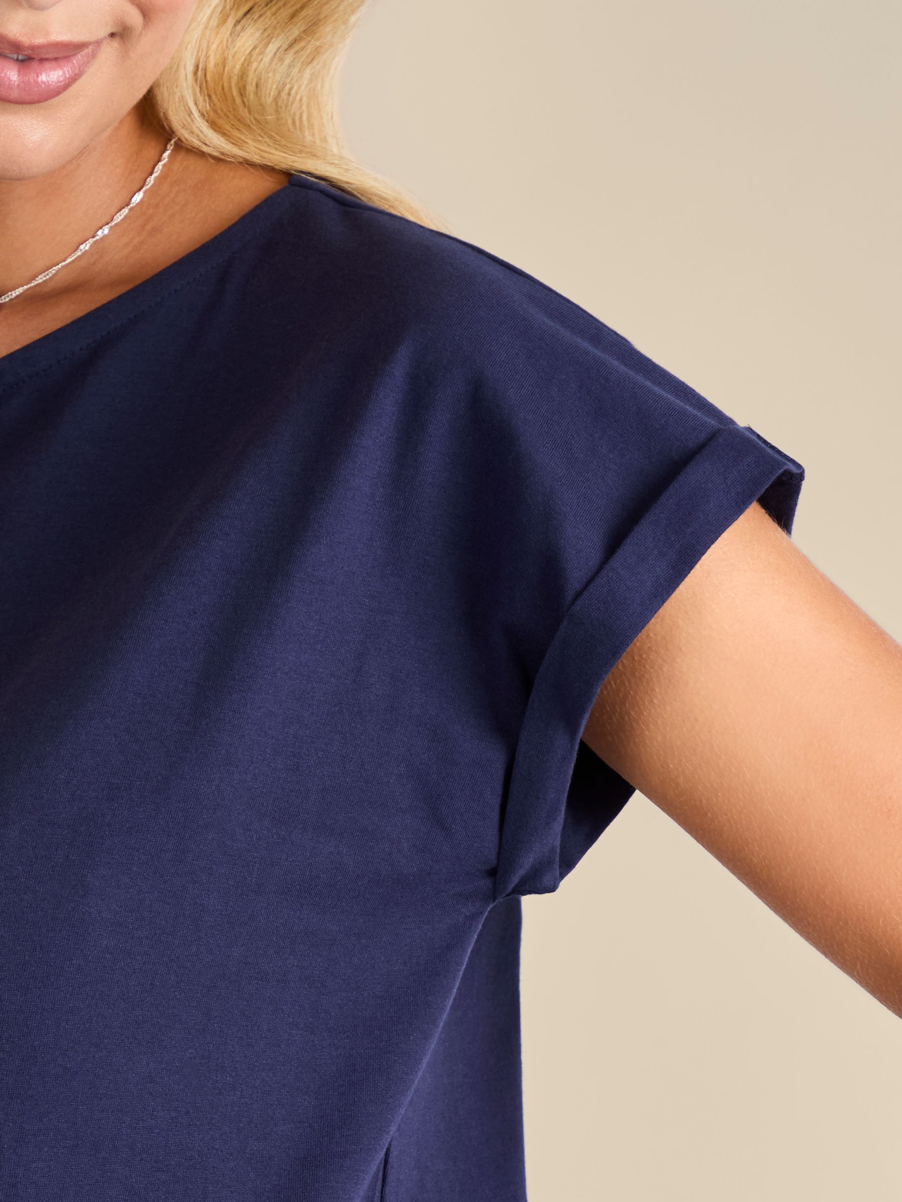 Navy Short Sleeve Relaxed T-Shirt Midi Dress - Image 4 of 4