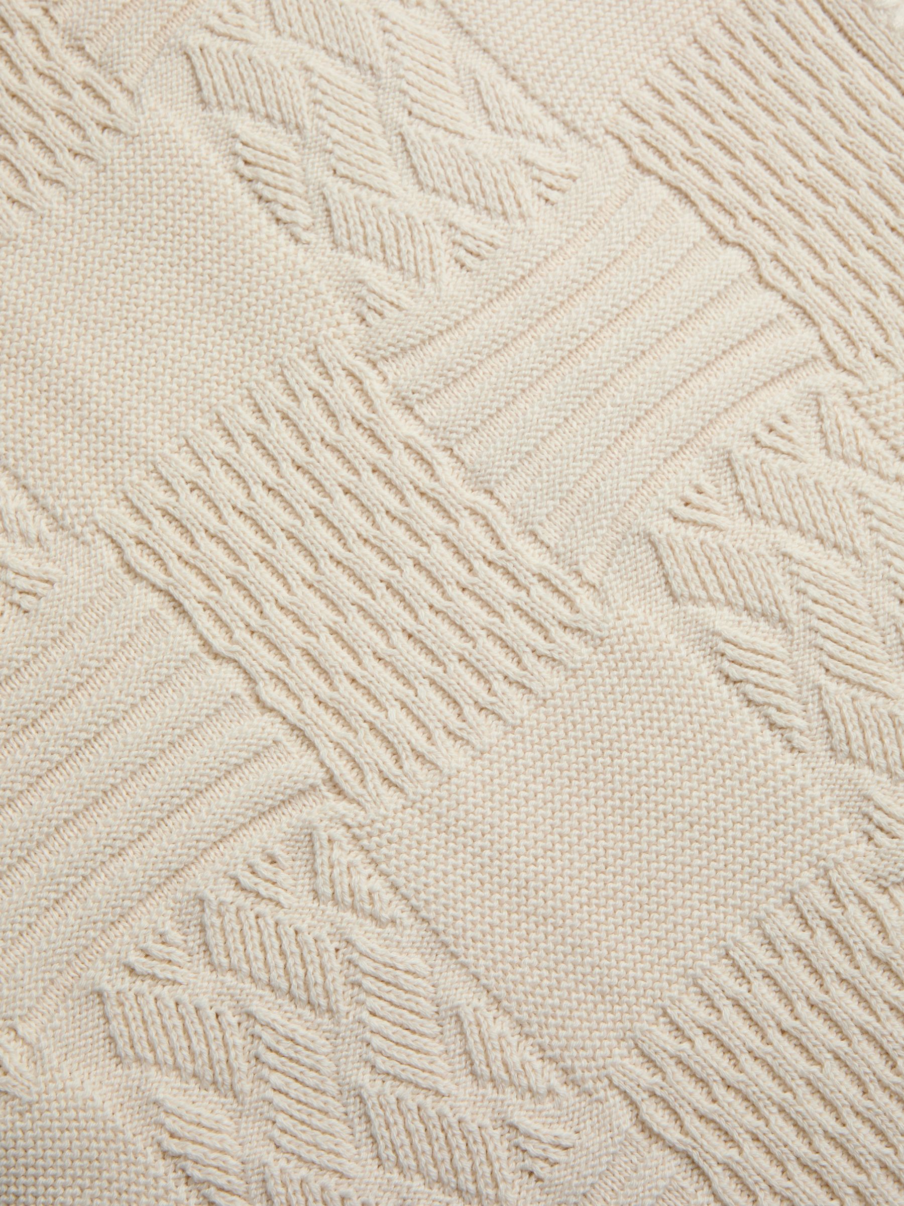 Cream Patchwork Knitted Blanket - Image 4 of 4 Cream Patchwork Knitted Blanket - Image 4 of 4