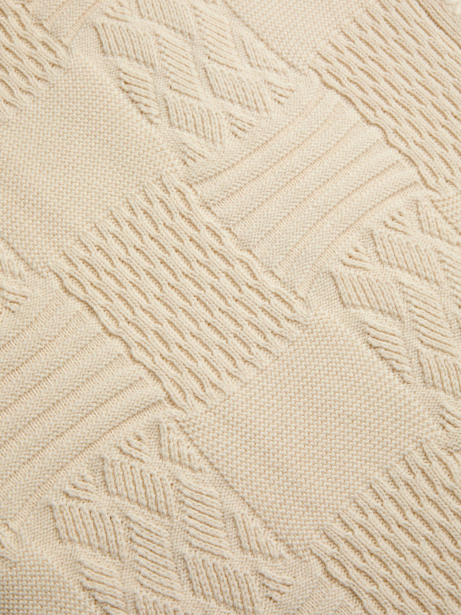 Cream Patchwork detail Knitted Blanket - Image 5 of 5