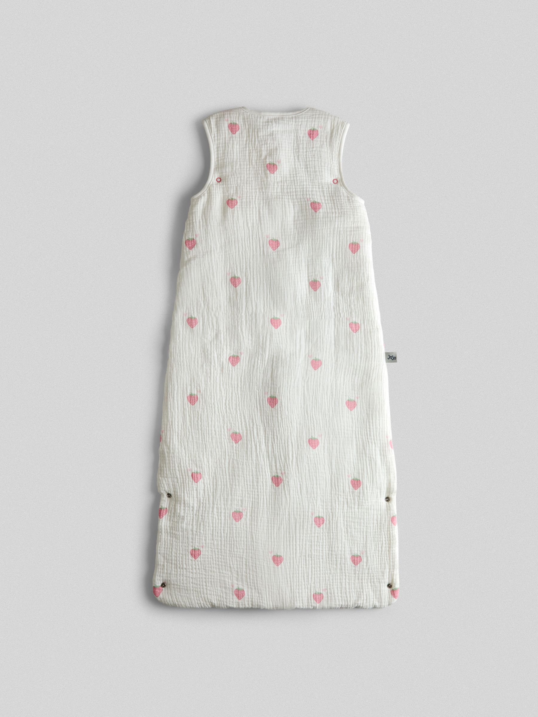 White Strawberry Print Muslin 1.5 Tog Toddler Sleeping Bag - Image 2 of 3