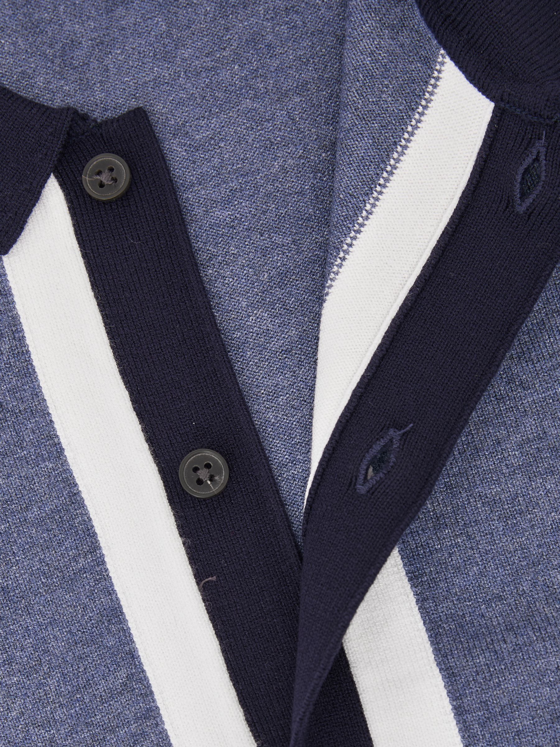 13-14 yrs Colour-Block Button-Through Polo Shirt in Navy/Airforce Blue - Image 4 of 4