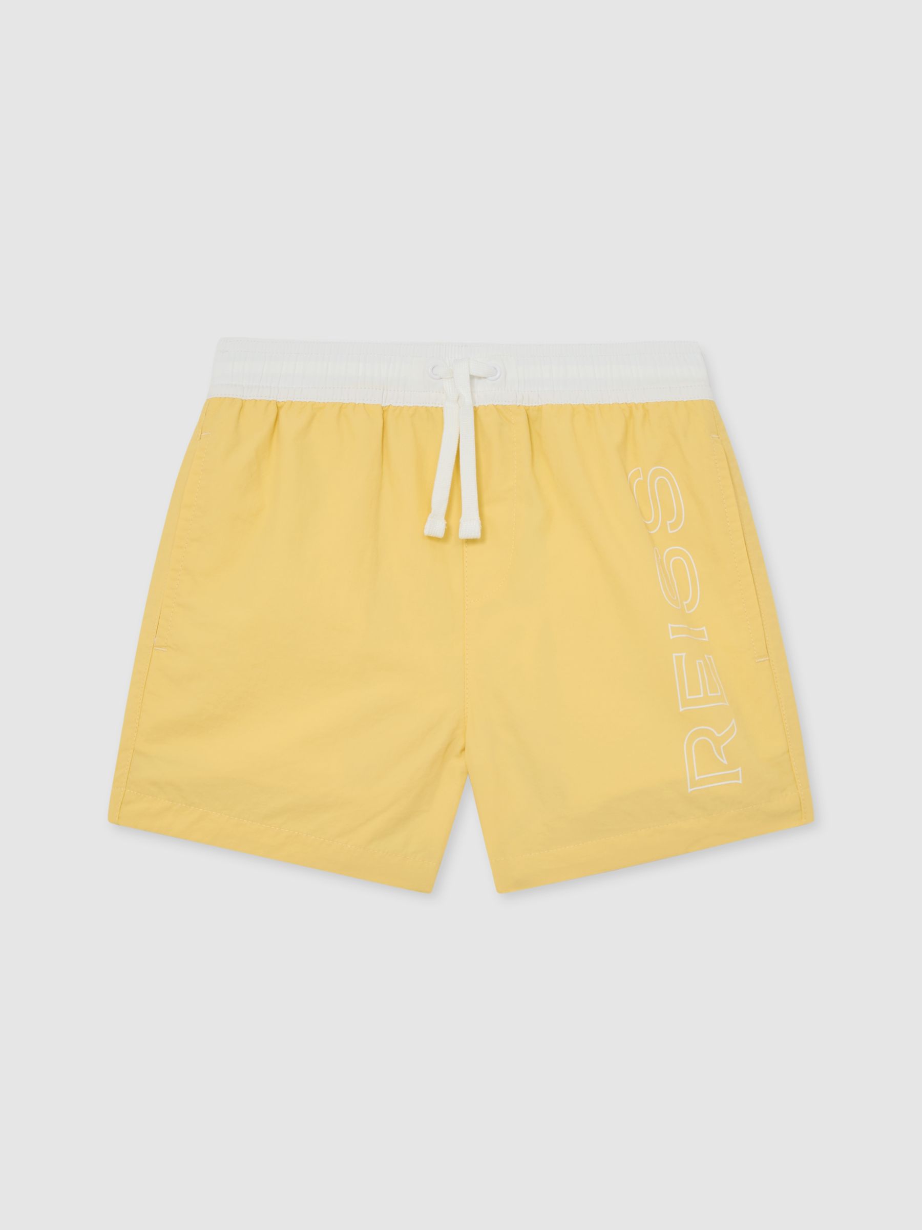 3-9 yrs Colour-Block Logo Swim Shorts in Yellow - Image 2 of 3 3-9 yrs Colour-Block Logo Swim Shorts in Yellow - Image 2 of 3