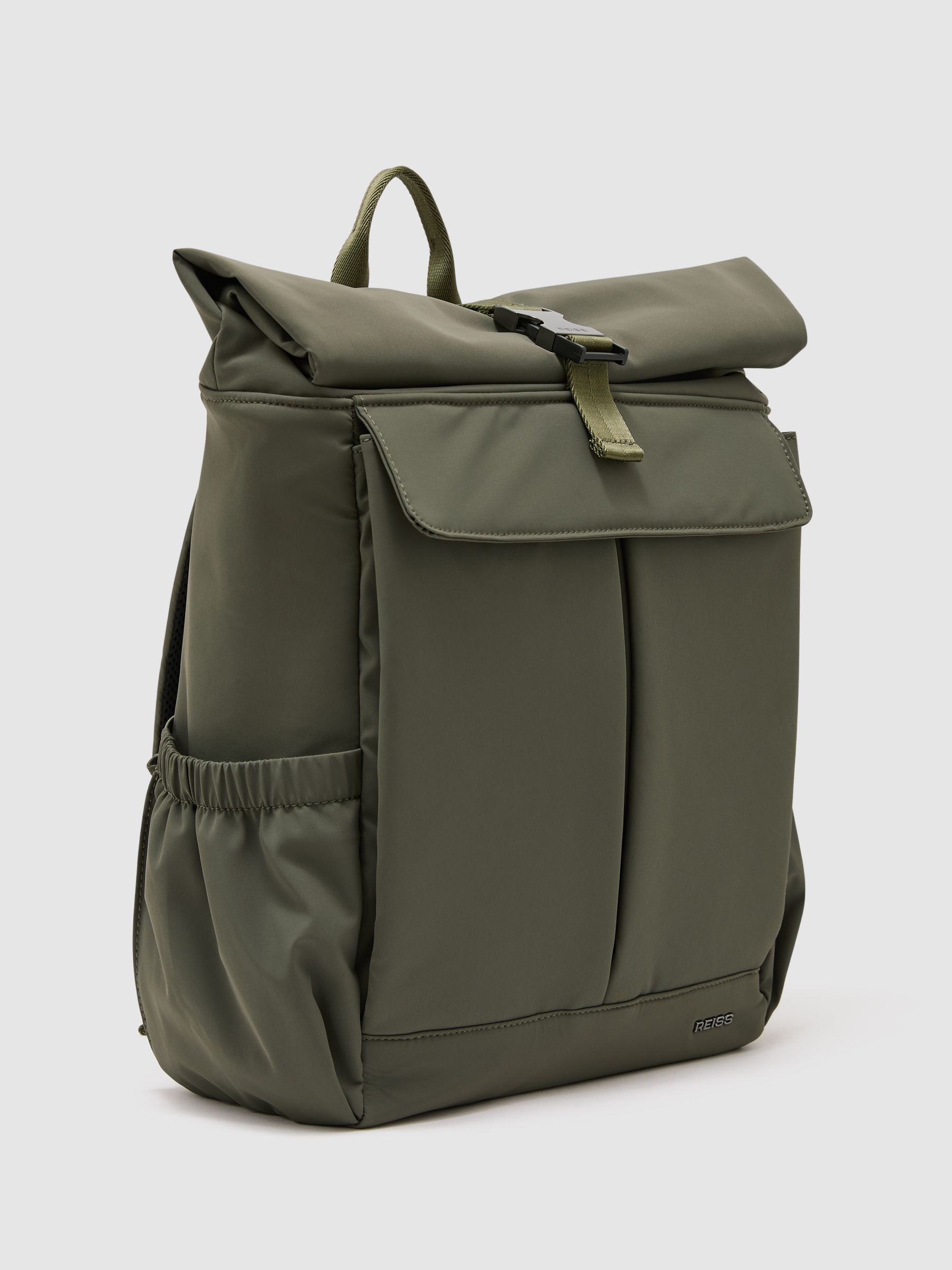 Technical Roll-Top Backpack in Khaki Green - Image 2 of 5