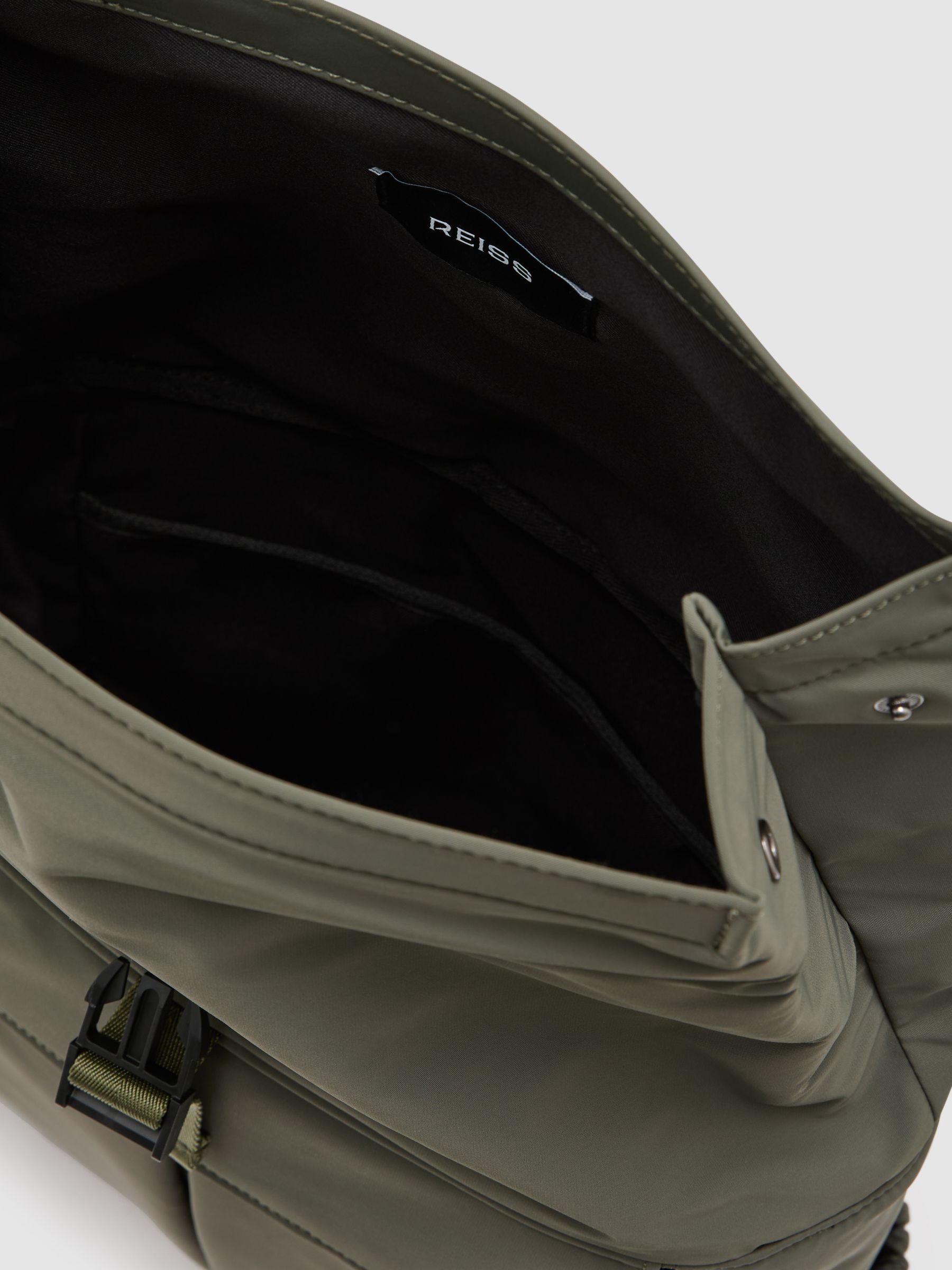 Technical Roll-Top Backpack in Khaki Green - Image 3 of 5
