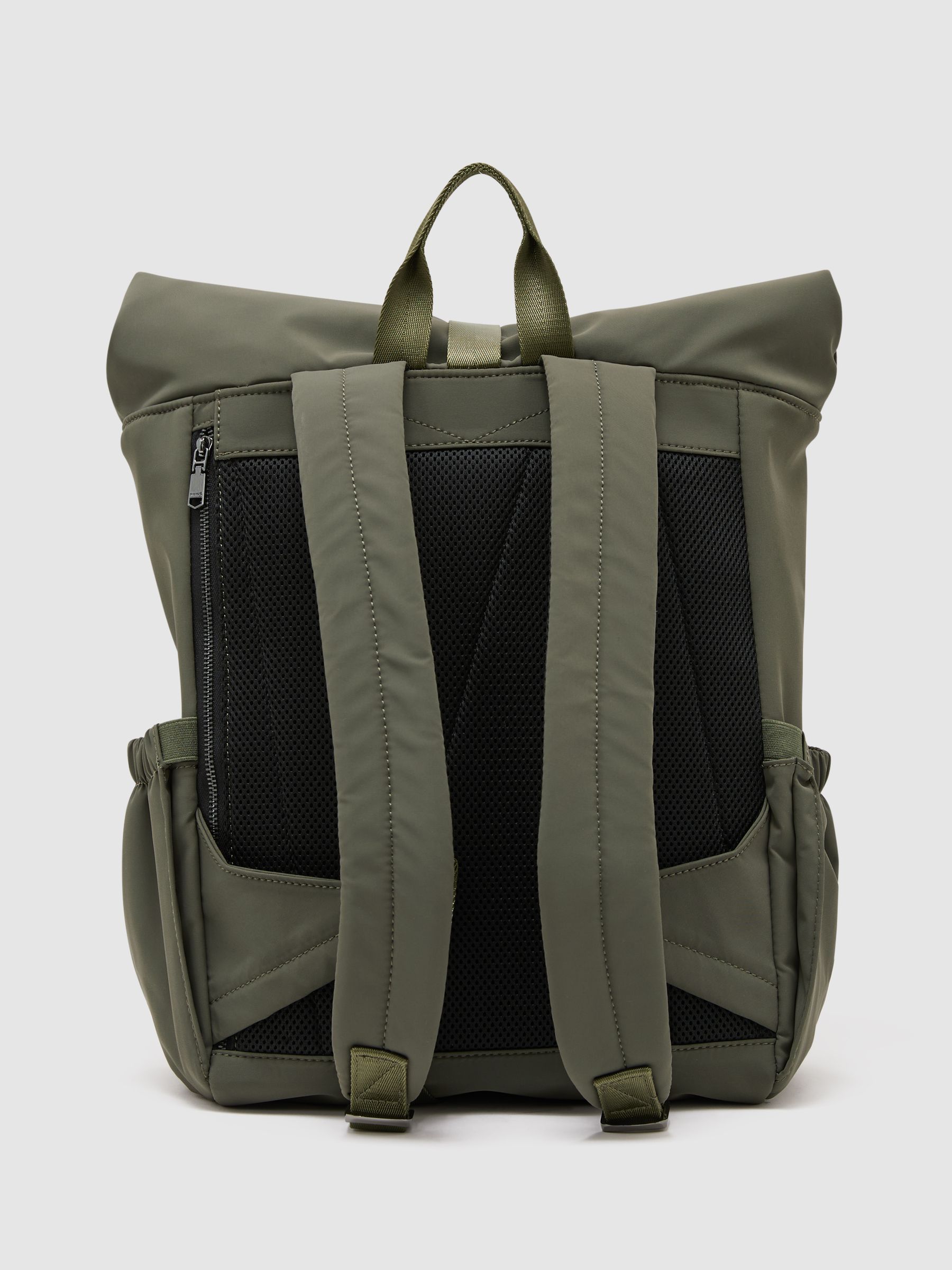 Technical Roll-Top Backpack in Khaki Green - Image 4 of 5