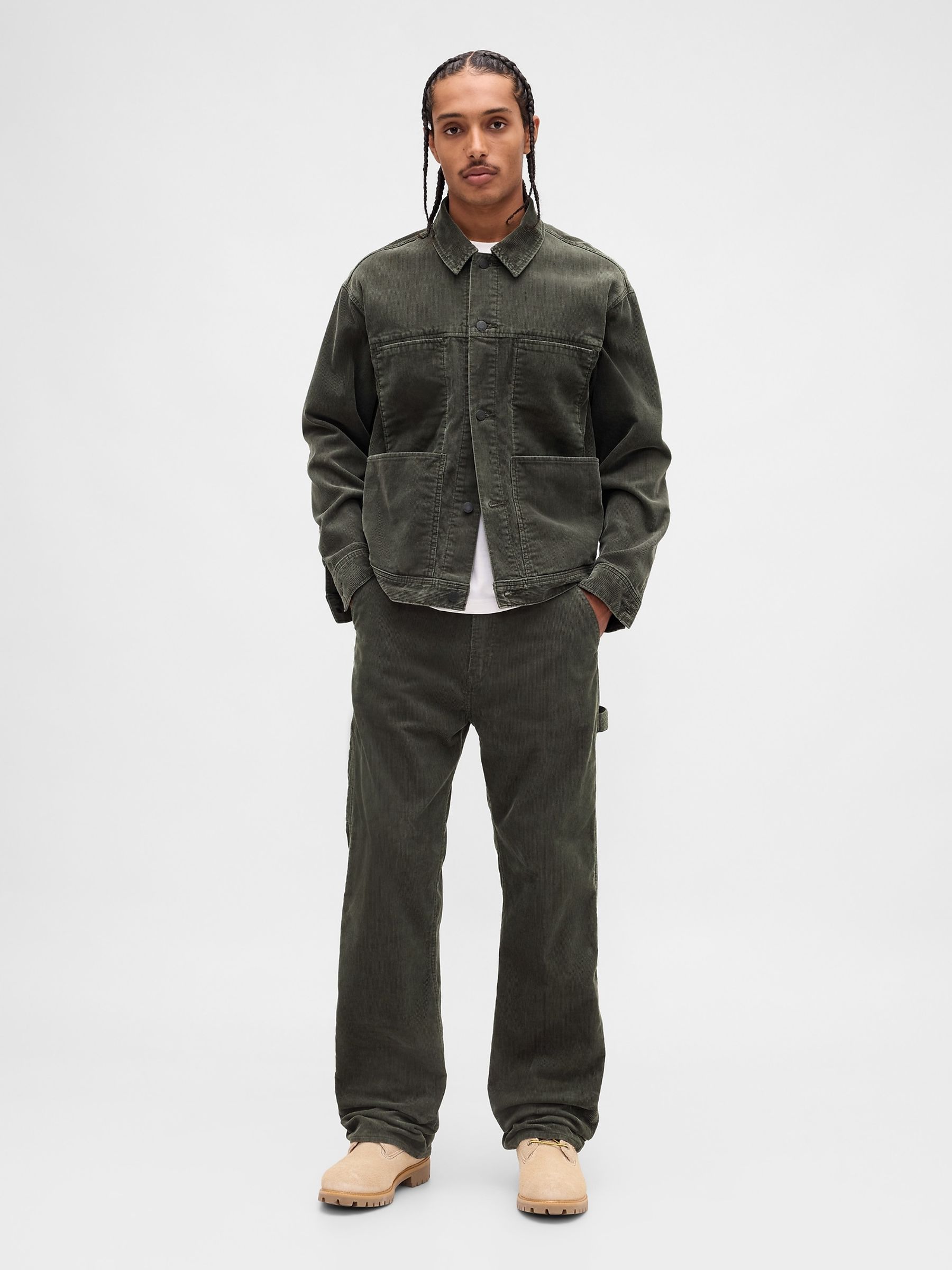 Green Relaxed Corduroy Jacket - Image 3 of 4