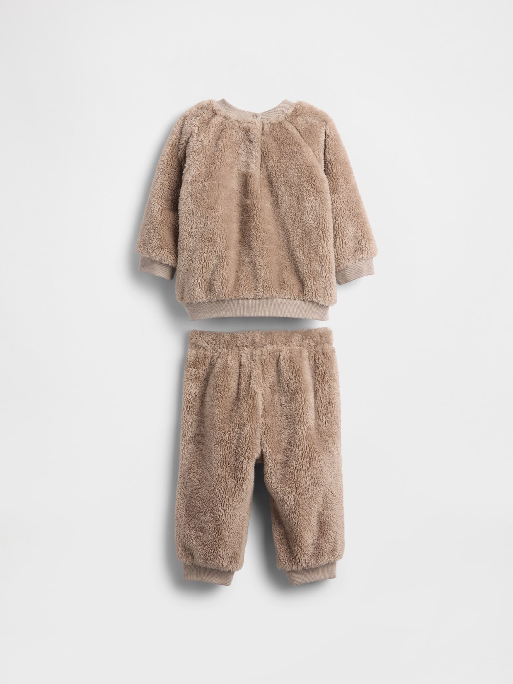 Brown Sherpa Bear Outfit Sweat Top & Joggers Set - Image 2 of 3