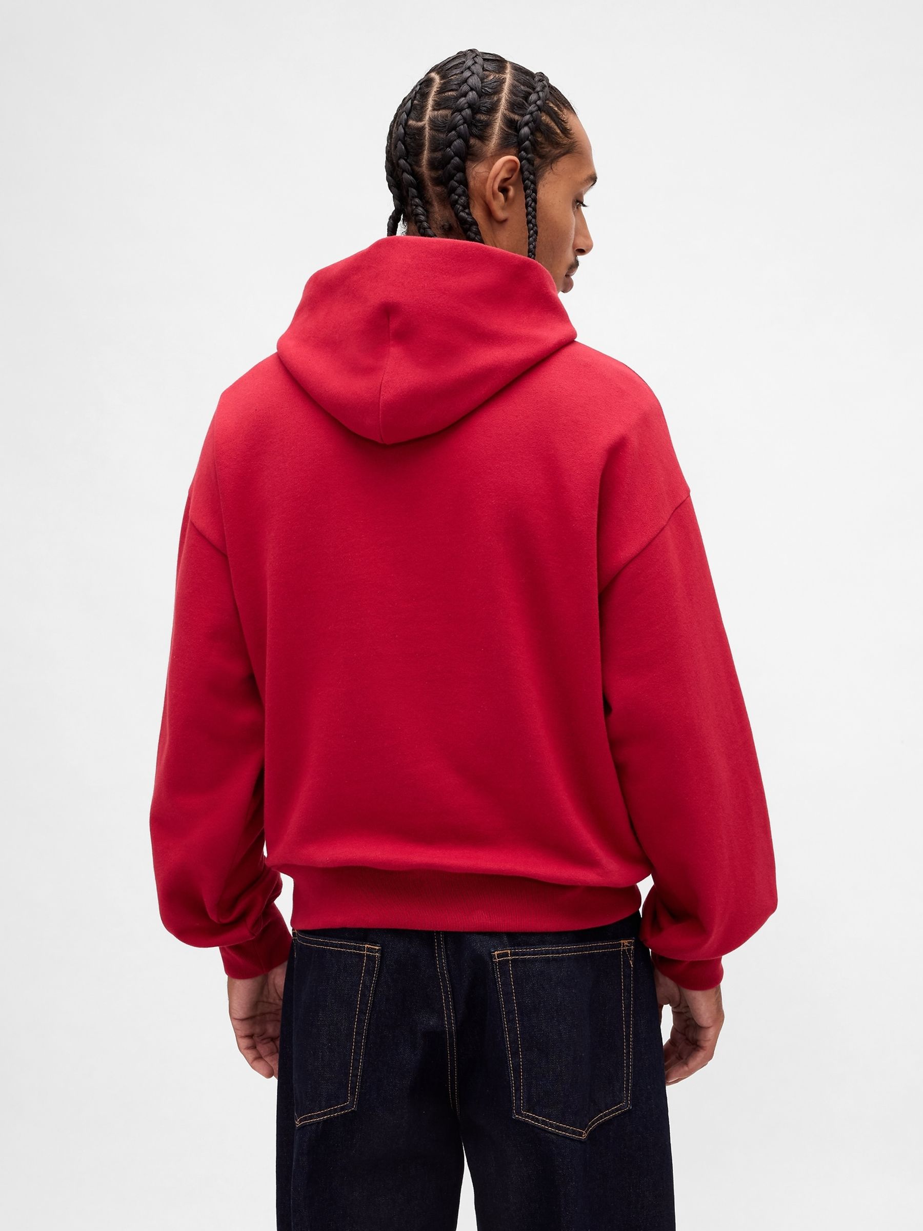 Red Oversized Heavyweight Hoodie - Image 2 of 4 Red Oversized Heavyweight Hoodie - Image 2 of 4