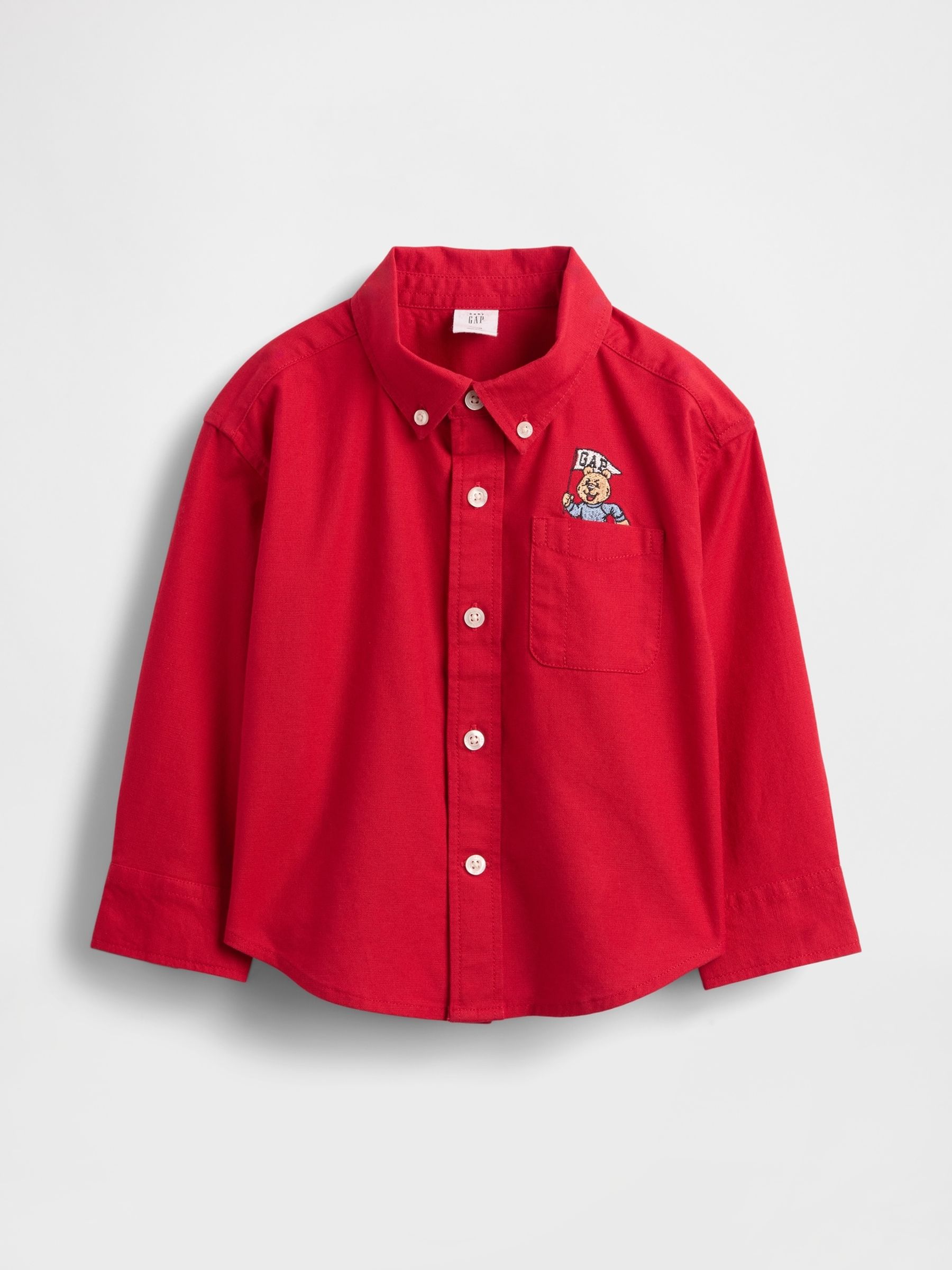 Red Embroidered Oxford Shirt - Image 1 of 3