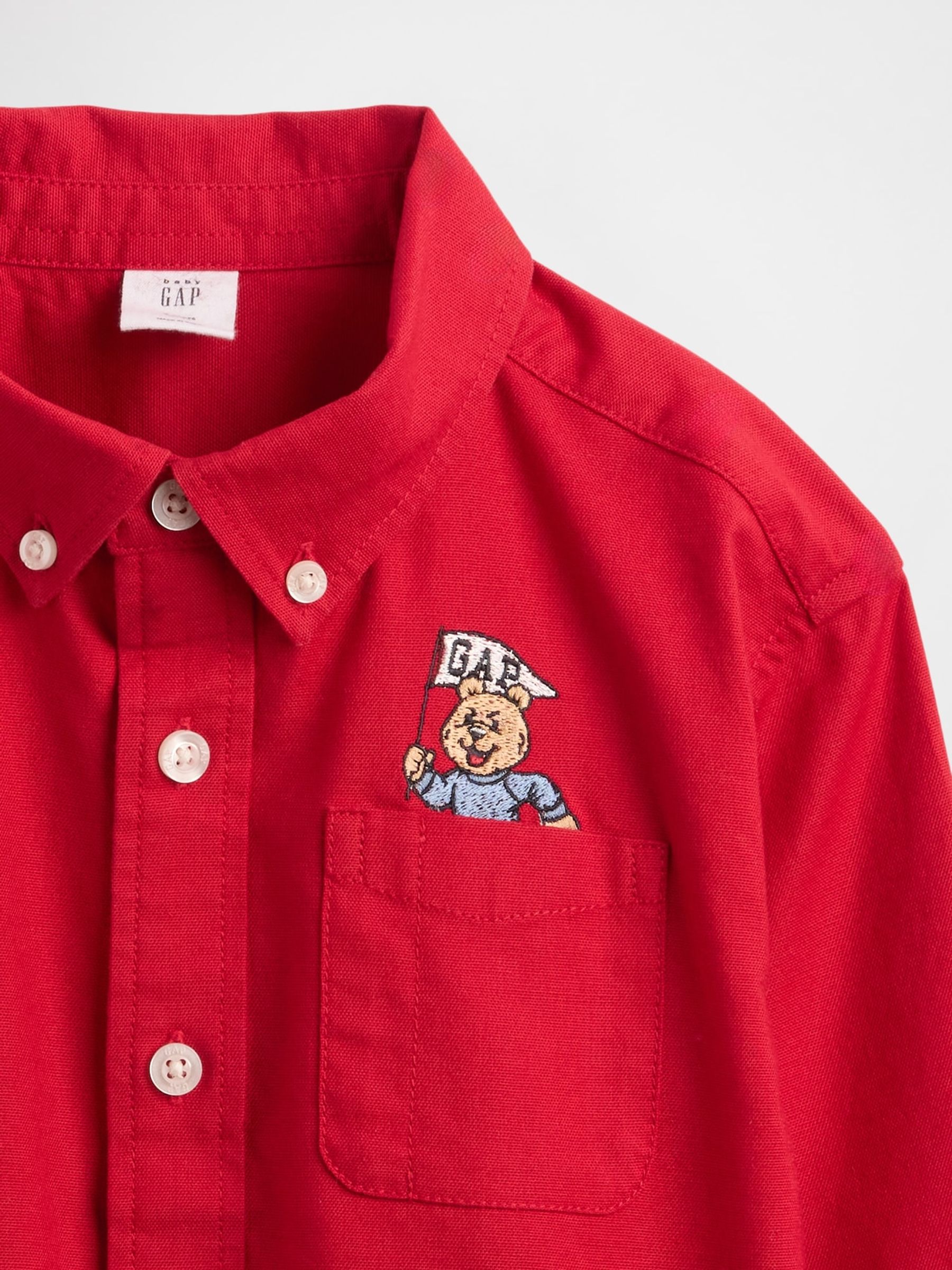 Red Embroidered Oxford Shirt - Image 3 of 3