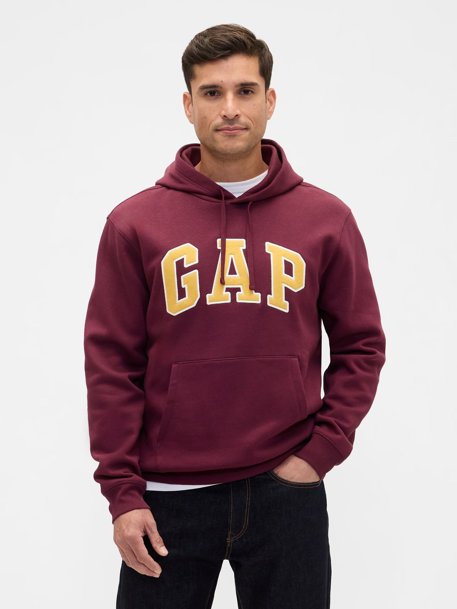 Burgundy Red Overhead Logo Fleece Lined Hoodie - Image 1 of 4