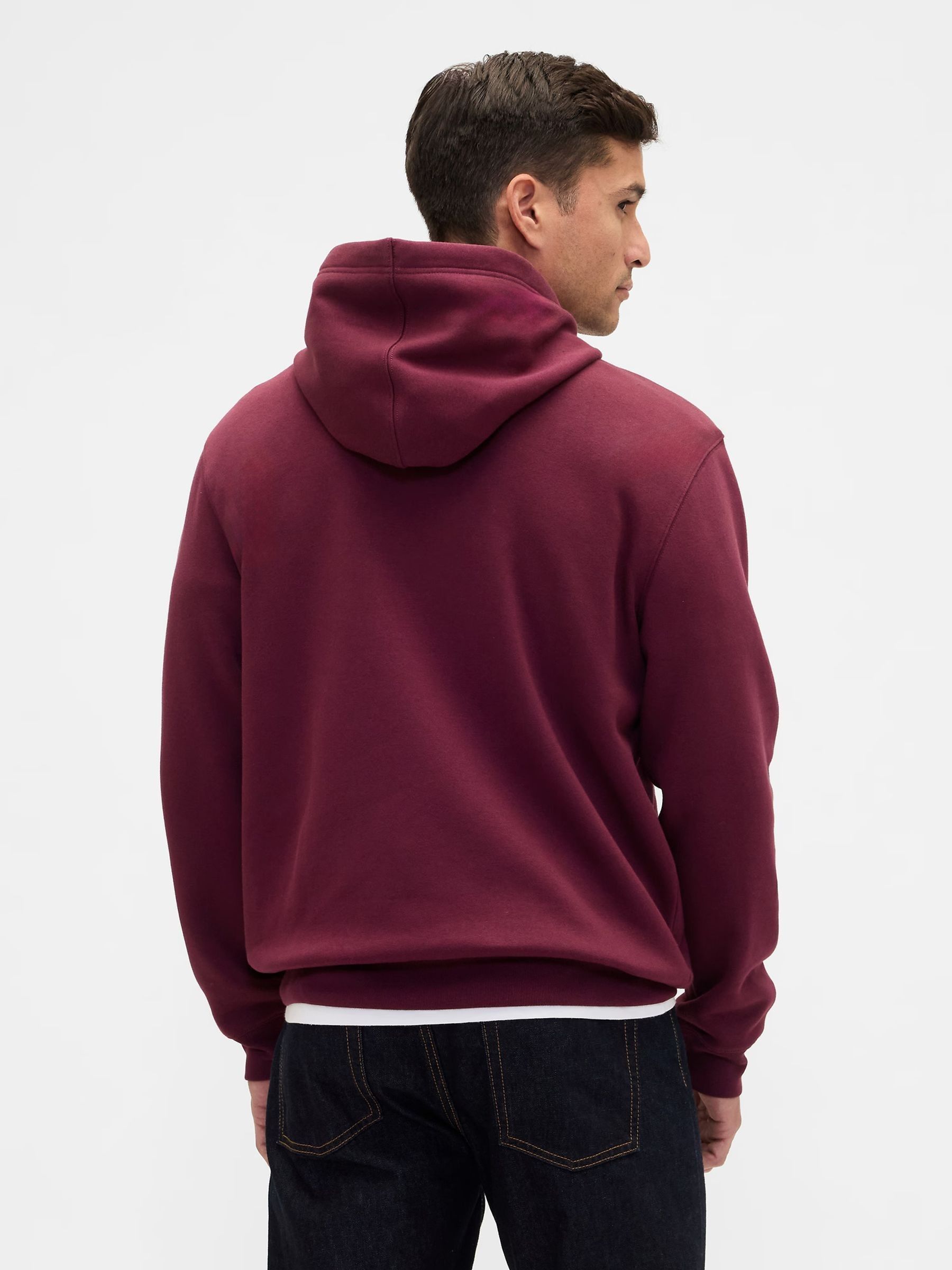 Burgundy Red Overhead Logo Fleece Lined Hoodie - Image 2 of 4