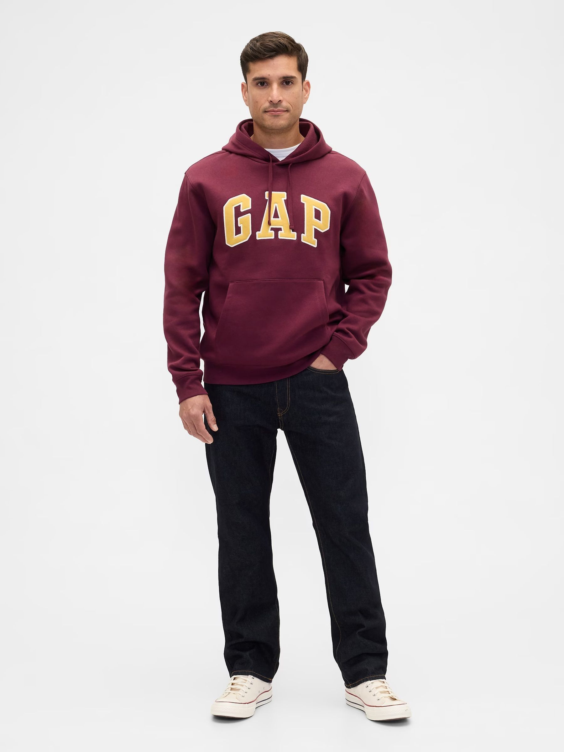 Burgundy Red Overhead Logo Fleece Lined Hoodie - Image 3 of 4