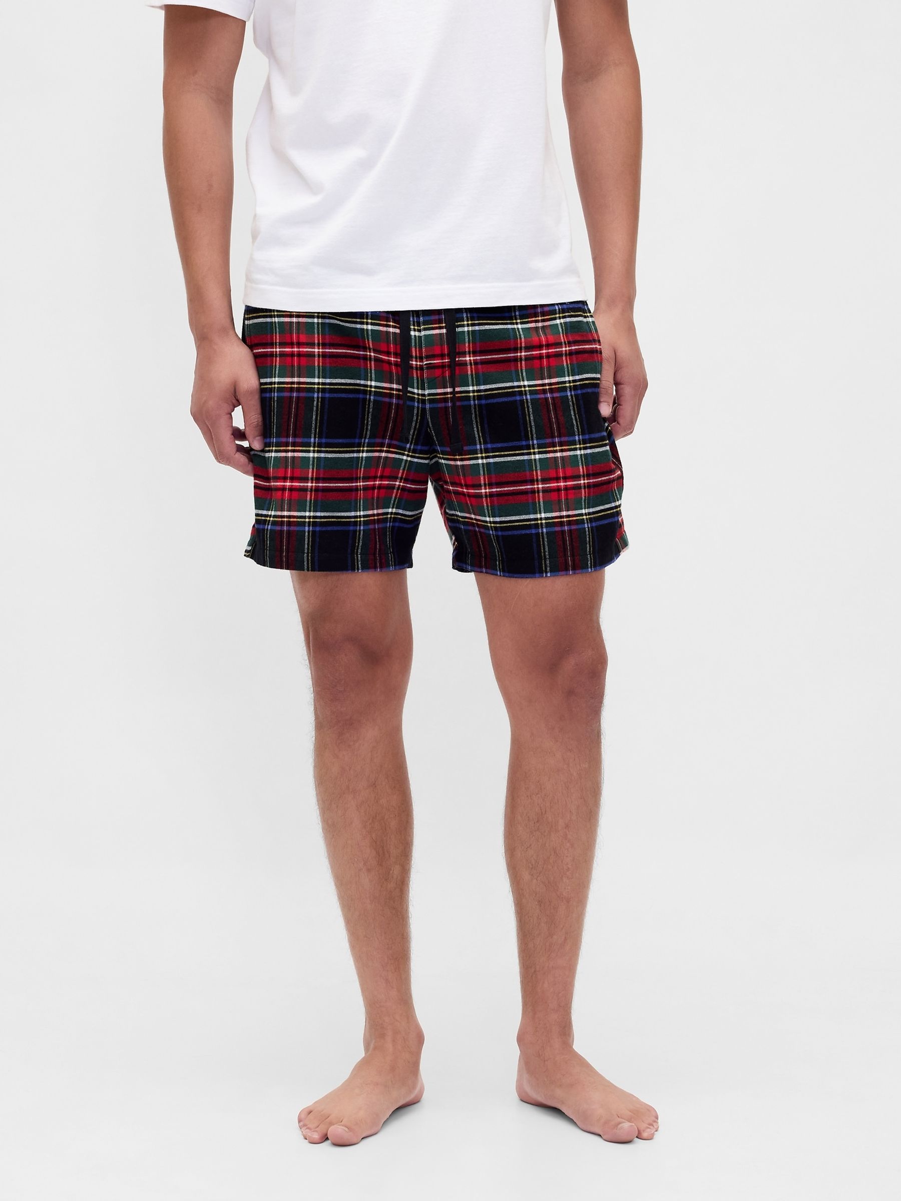 Black Check Matching Family Softest Flannel pyjama Boxer Shorts - Image 1 of 5
