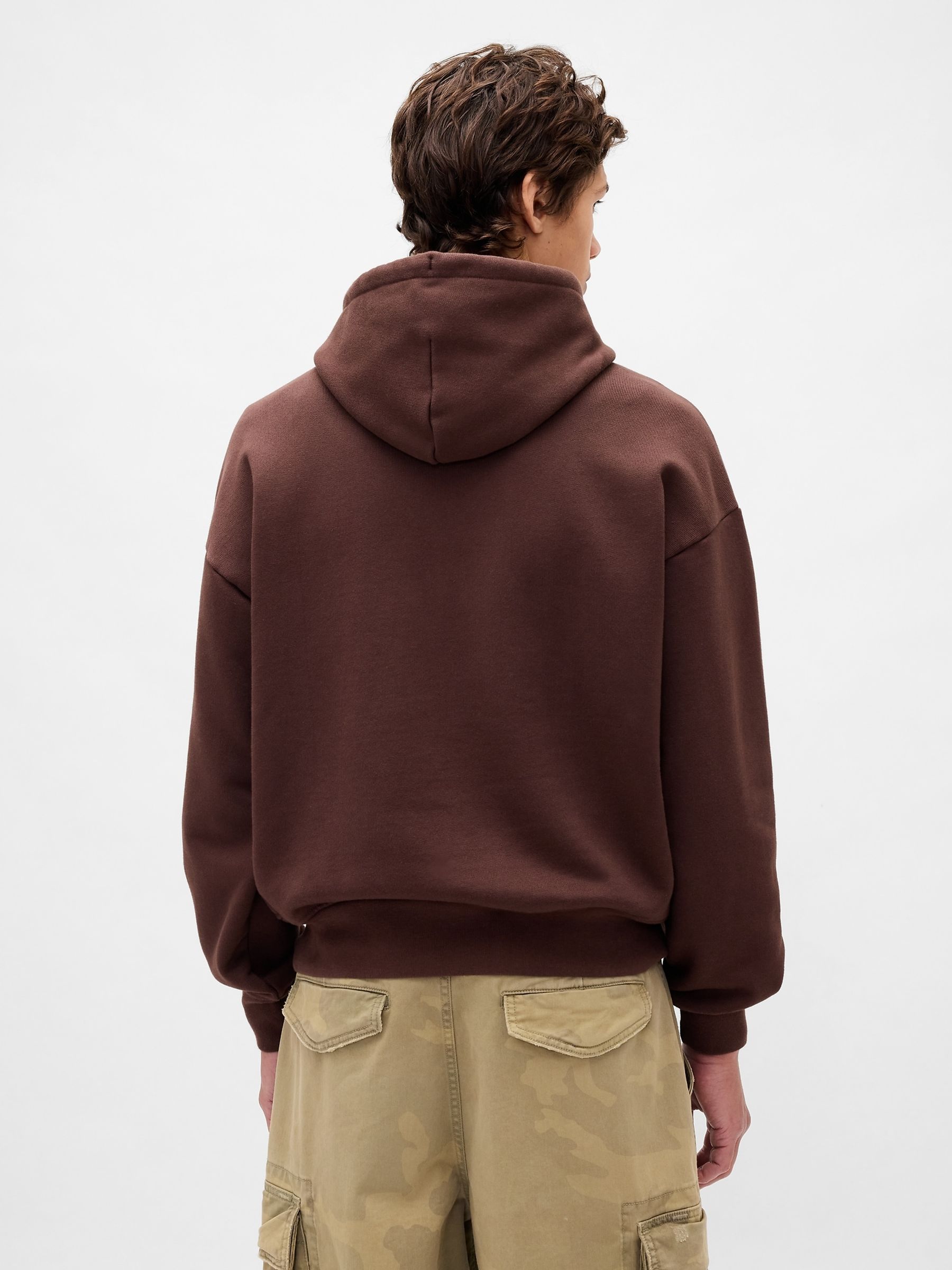 Brown Oversized Extra Heavyweight French Terry Logo Hoodie - Image 2 of 4 Brown Oversized Extra Heavyweight French Terry Logo Hoodie - Image 2 of 4