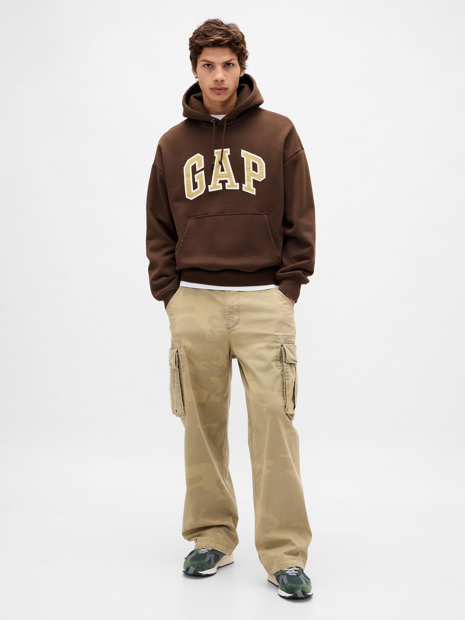 Brown Oversized Extra Heavyweight French Terry Logo Hoodie - Image 3 of 4