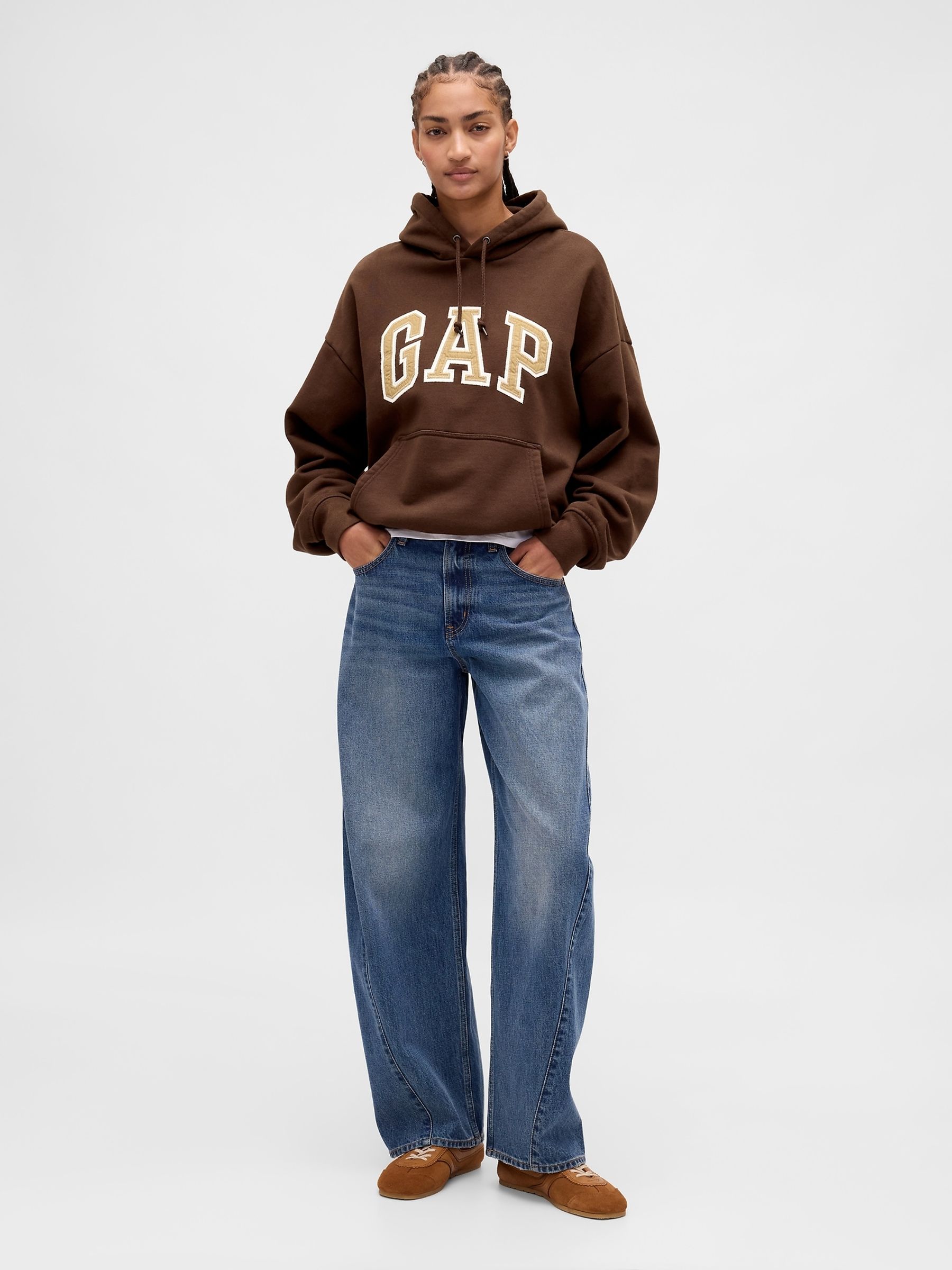 Brown Oversized Extra Heavyweight French Terry Logo Hoodie - Image 5 of 7