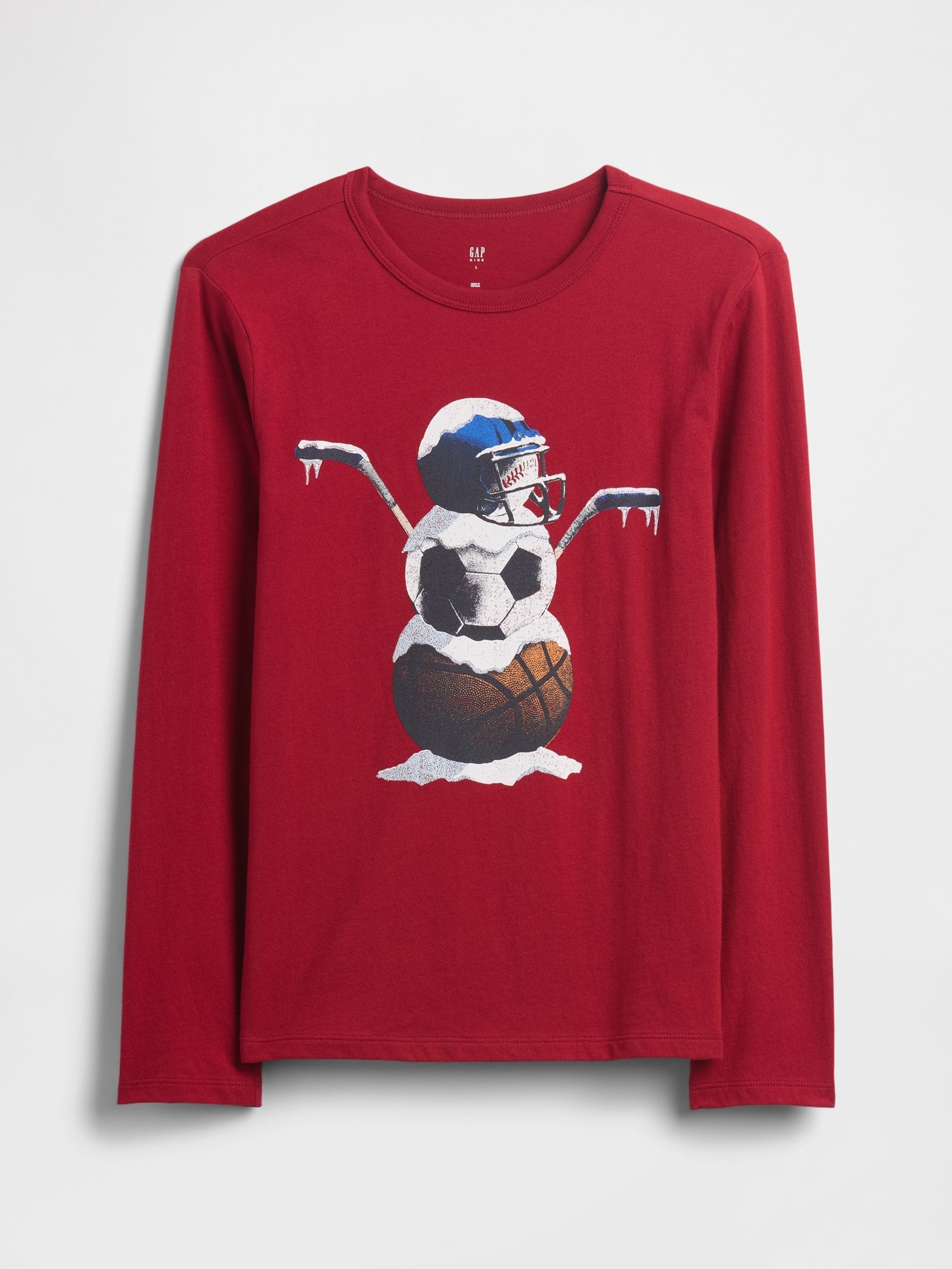 Burgundy Red Gap Long Sleeve Graphic T-Shirt (4-13yrs) - Image 1 of 2