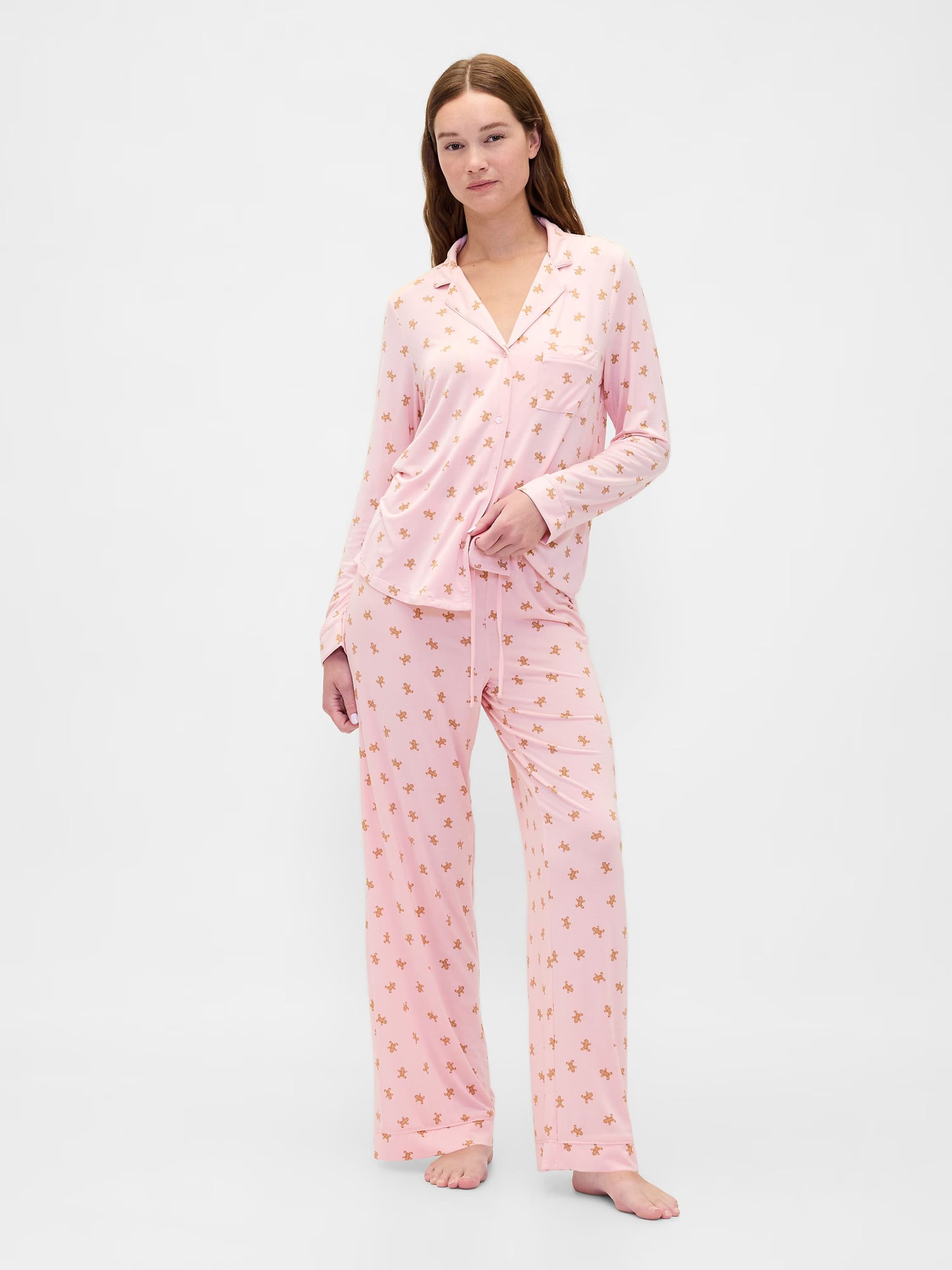 Pink Gingerbread Pyjama Top Matching Family Christmas - Image 3 of 4