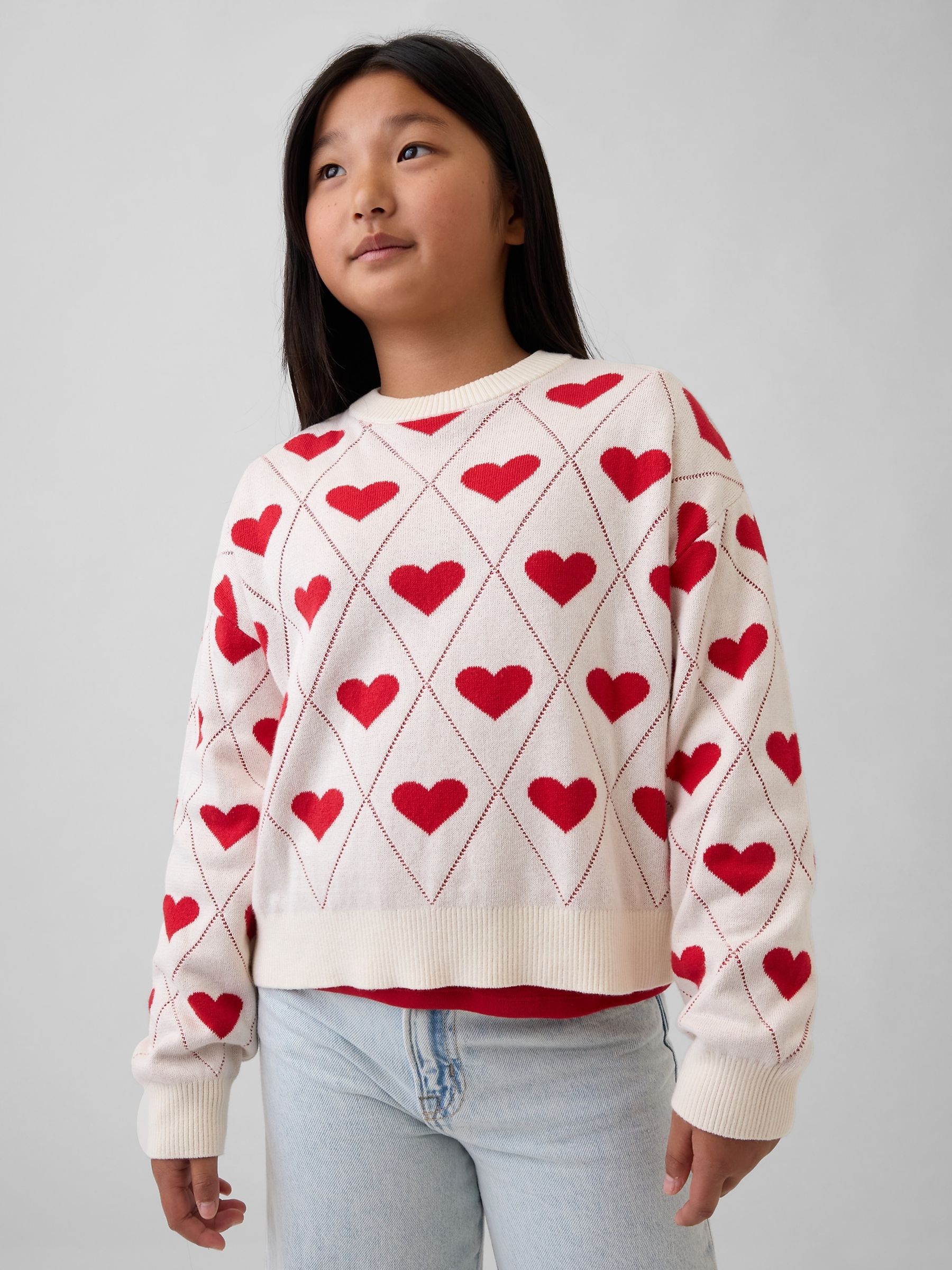 Red Heart Valentines Graphic Crew Neck Jumper - Image 1 of 5