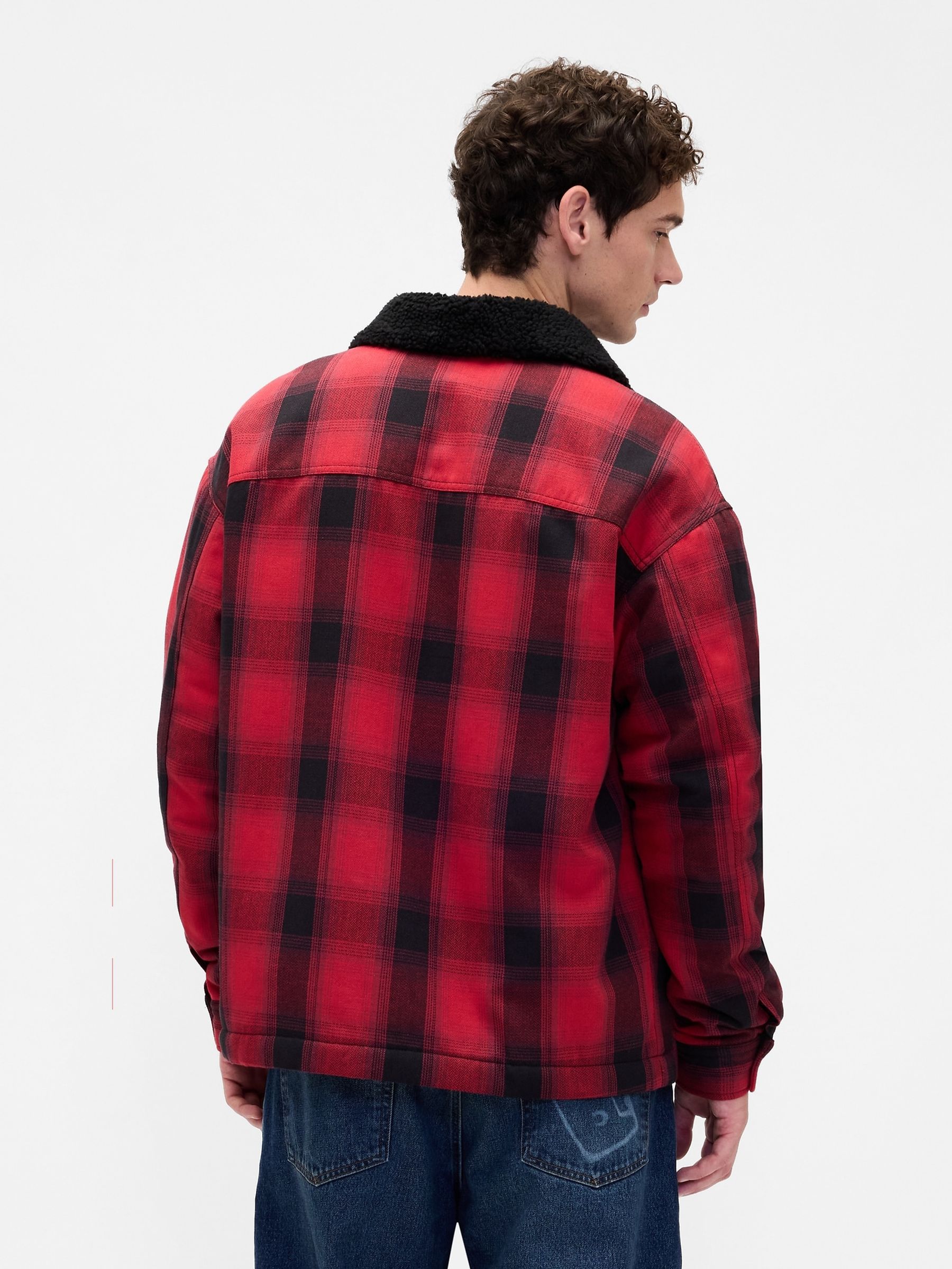 Red Stranger Things Sherpa-Lined Shirt Jacket - Image 2 of 6