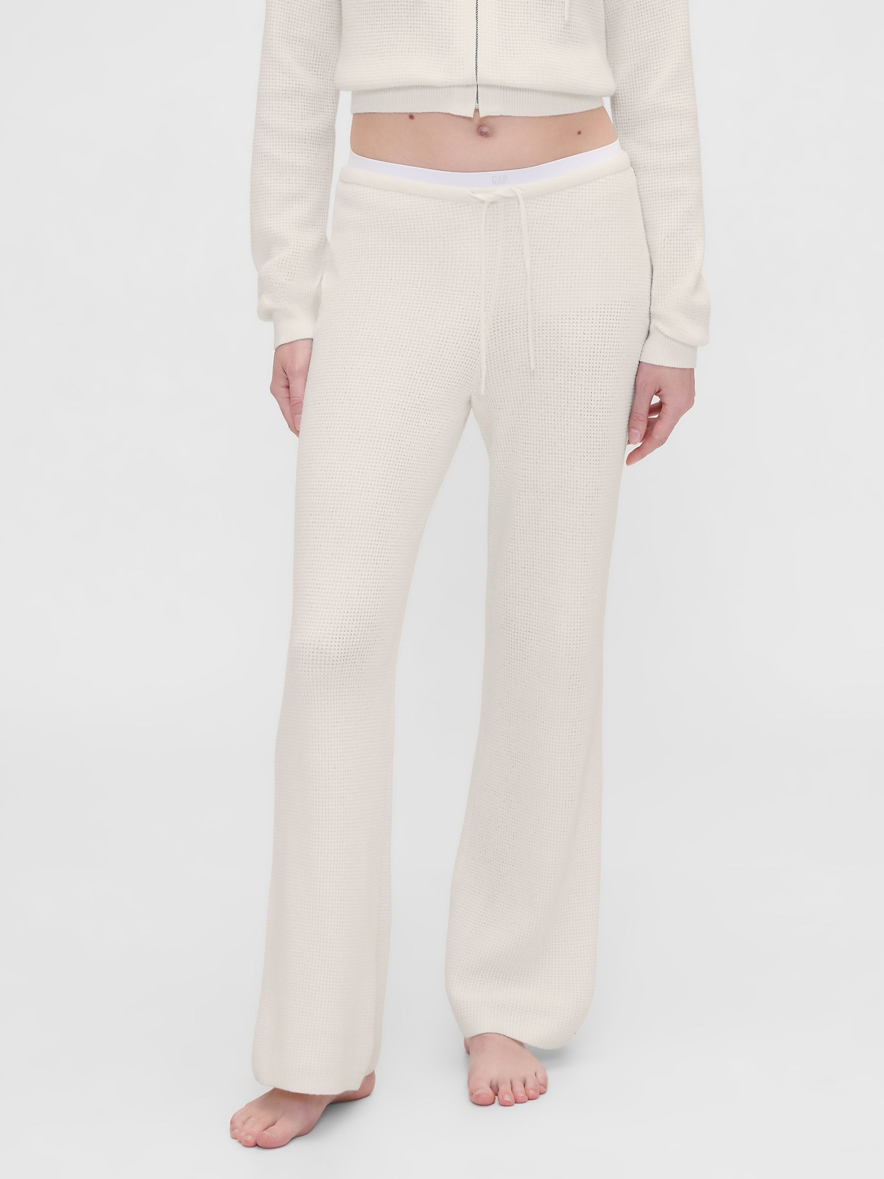 Gap X Summer Fridays White CashSoft Waffle Bootcut Joggers - Image 1 of 6