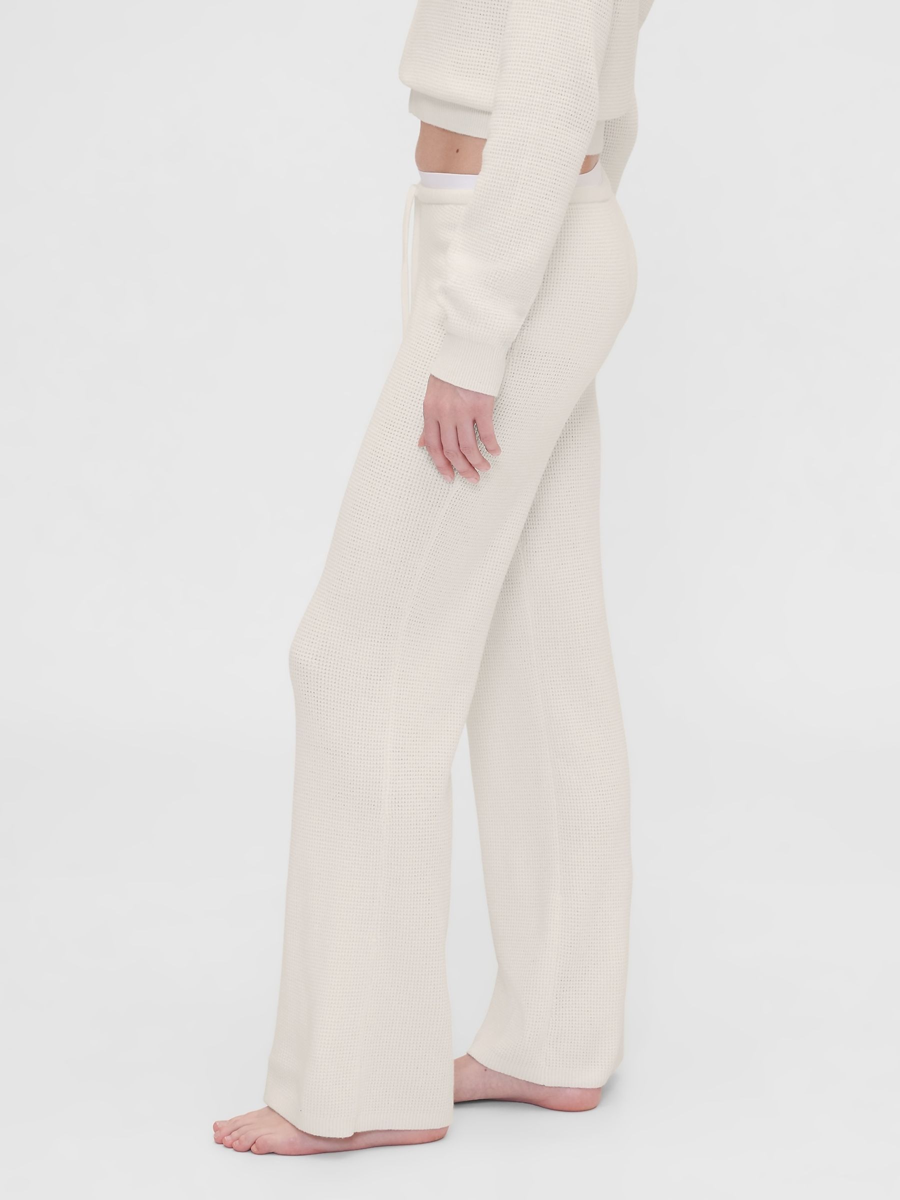 Gap X Summer Fridays White CashSoft Waffle Bootcut Joggers - Image 3 of 6