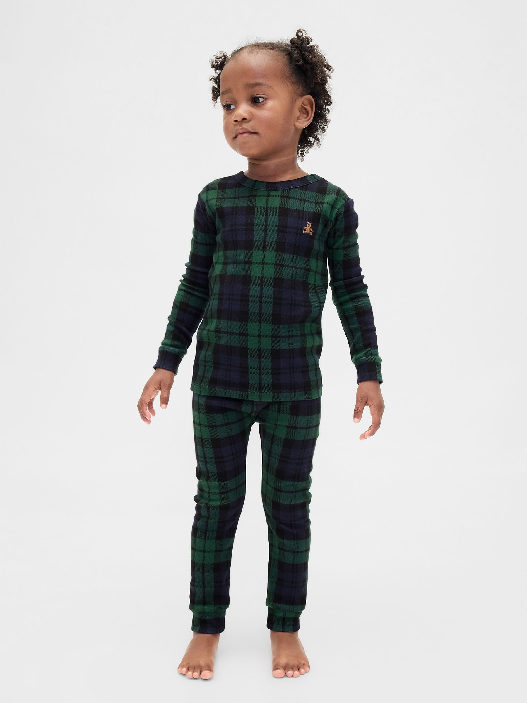 Green Plaid Matching Family Christmas Cotton Pyjamas - Image 3 of 6