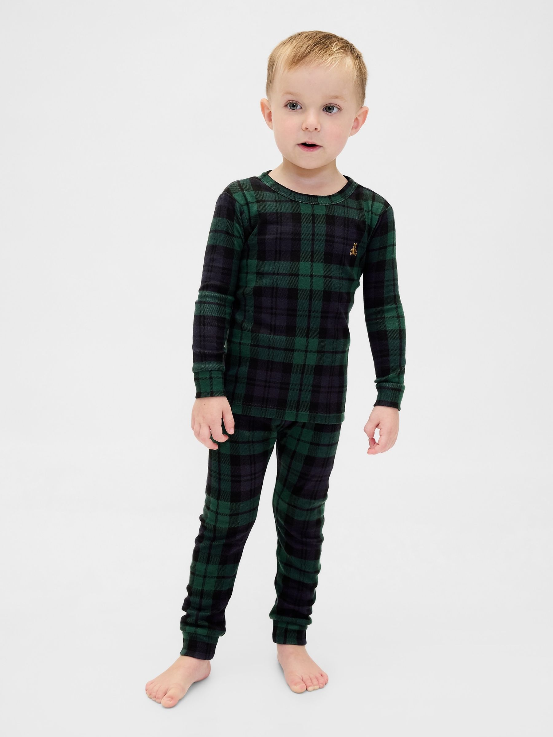 Green Plaid Matching Family Christmas Cotton Pyjamas - Image 4 of 6