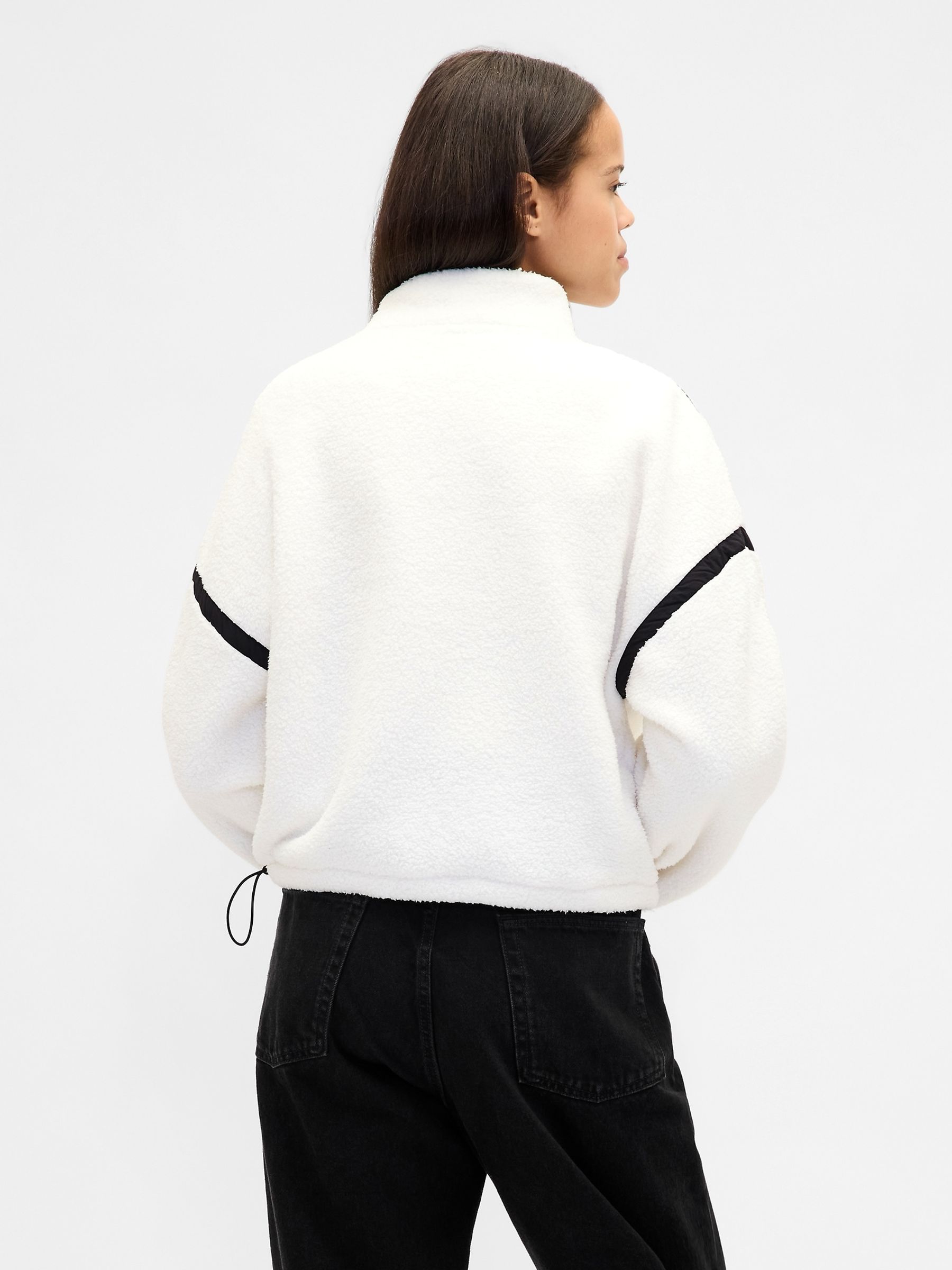 White Oversized Cropped Half-Zip Sweatshirt - Image 2 of 4 White Oversized Cropped Half-Zip Sweatshirt - Image 2 of 4