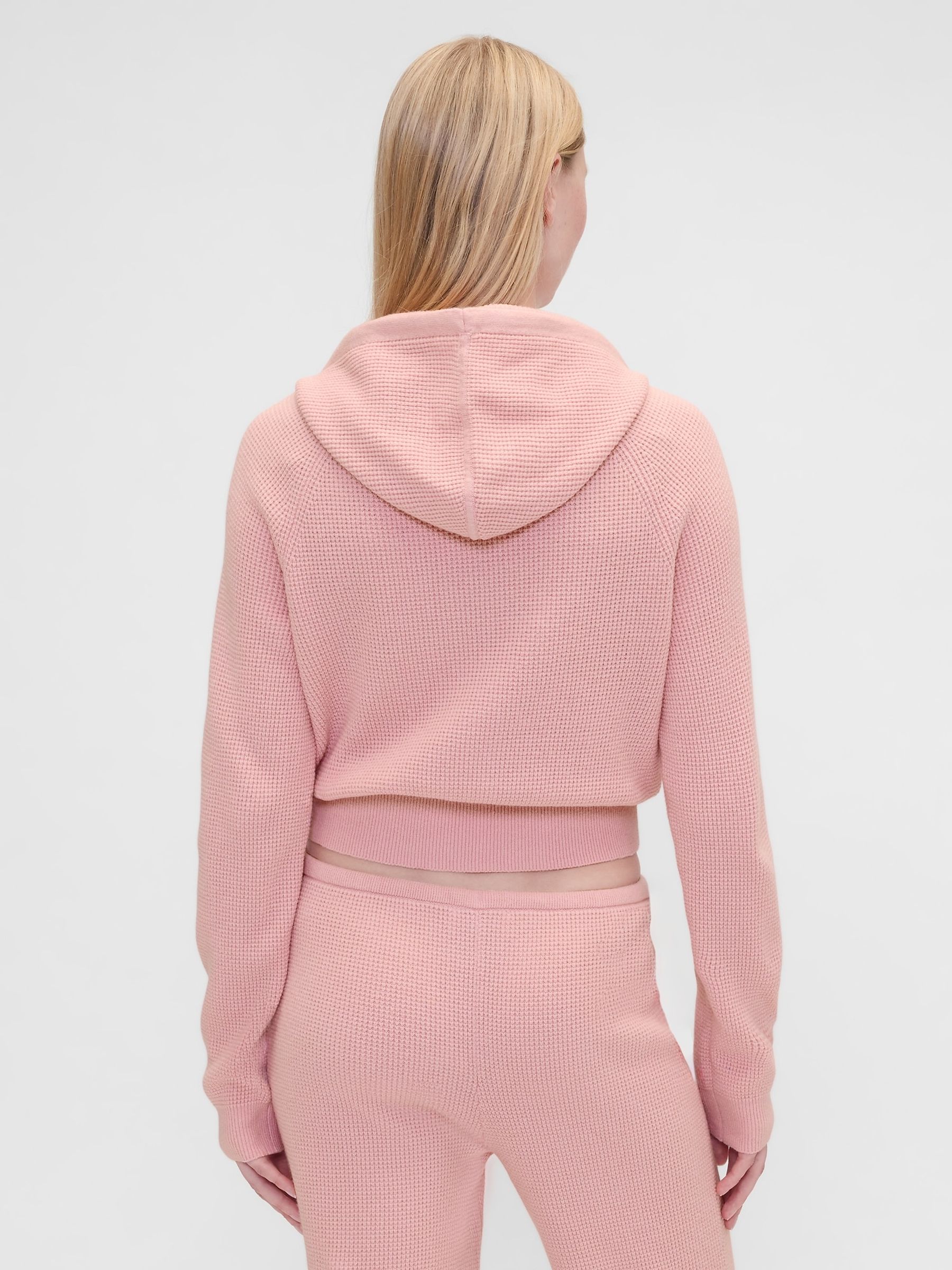 Gap X Summer Fridays Pink CashSoft Waffle Crop Hoodie - Image 2 of 6