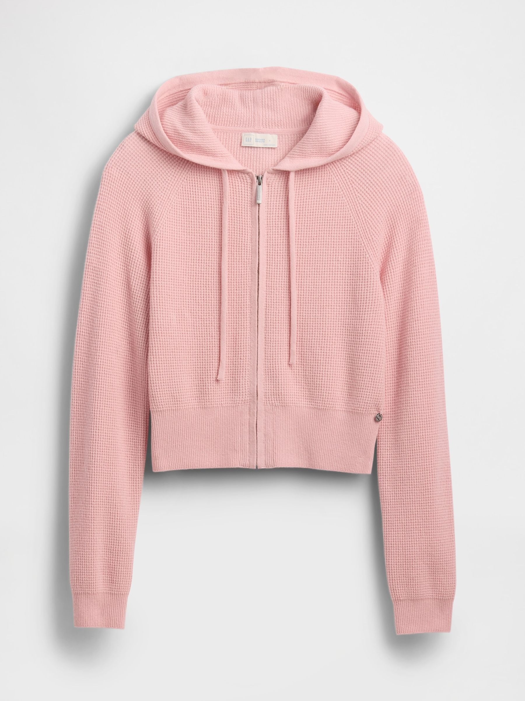 Gap X Summer Fridays Pink CashSoft Waffle Crop Hoodie - Image 4 of 6